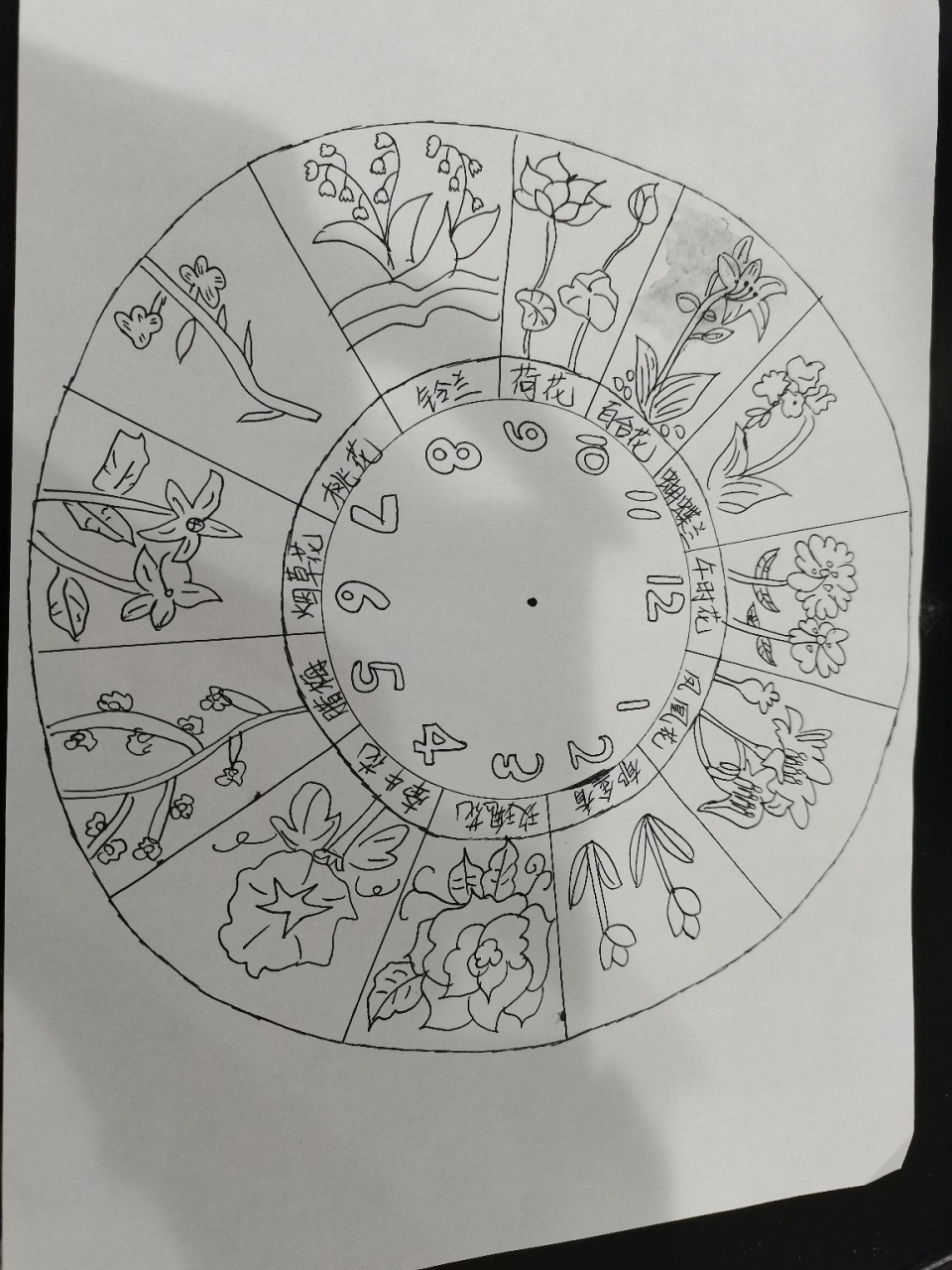 这是孩子的作业(三年级下册语文第13课花钟),简单易画的花钟,会后续