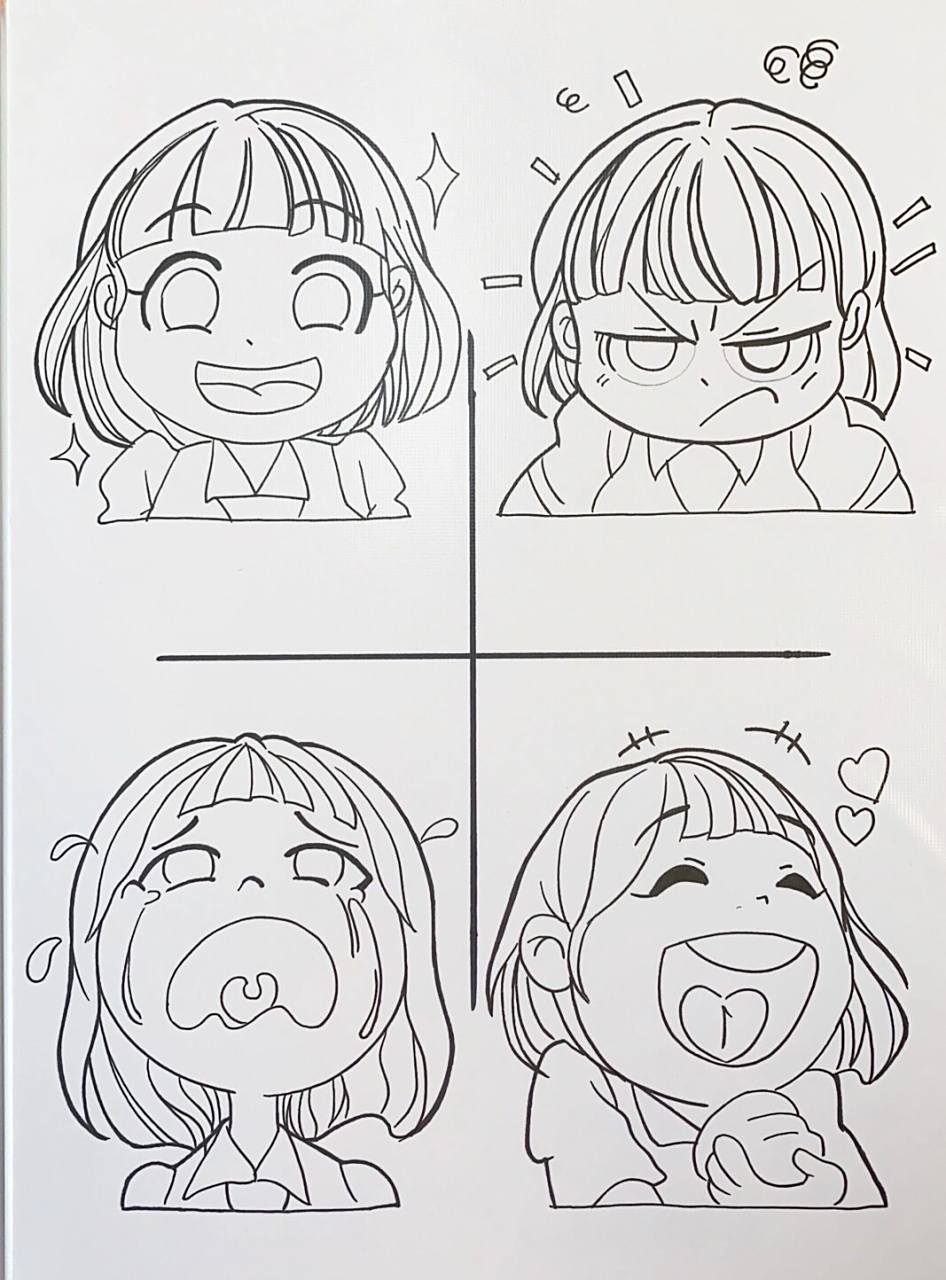 动漫头像 表情包手绘 马克笔 勾线笔