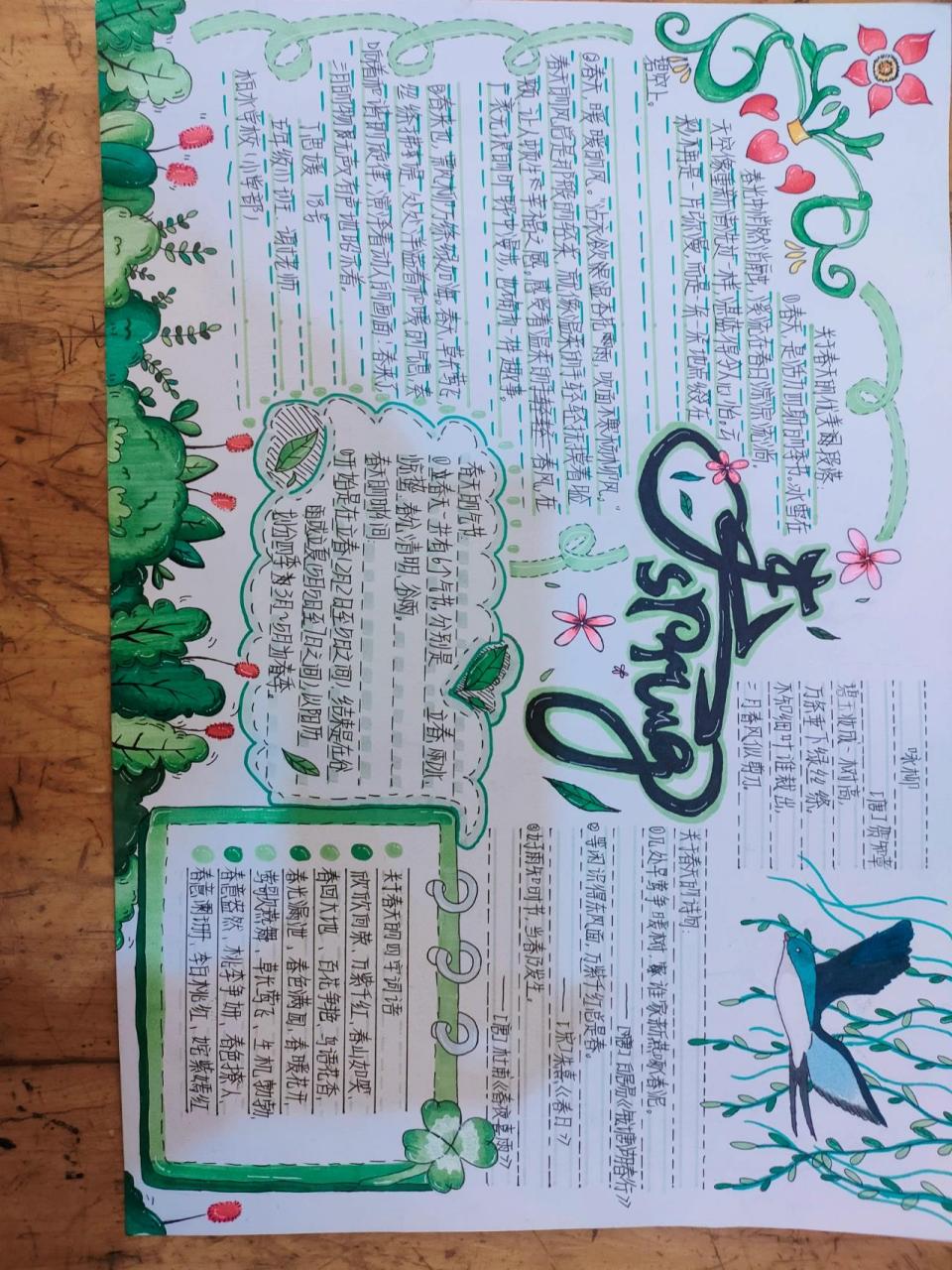 春天手抄报来啦! 是借鉴大神画出来的,原创:@99趣绘画