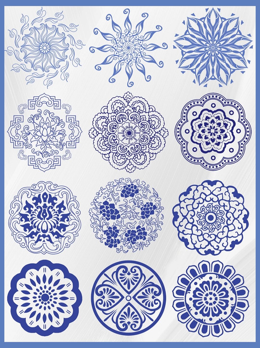 素材|中国风青花瓷花纹免抠元素png|(二)