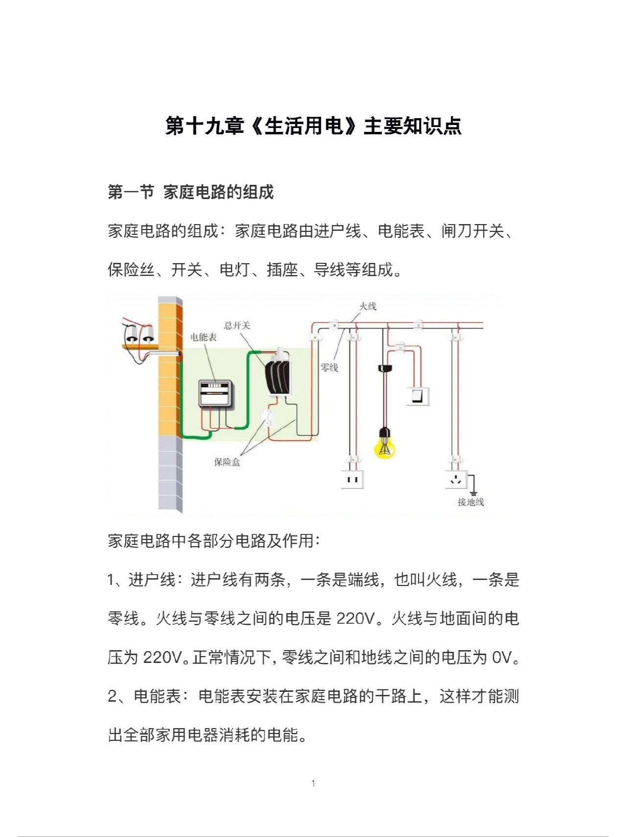 初中物理《生活用电》主要知识点