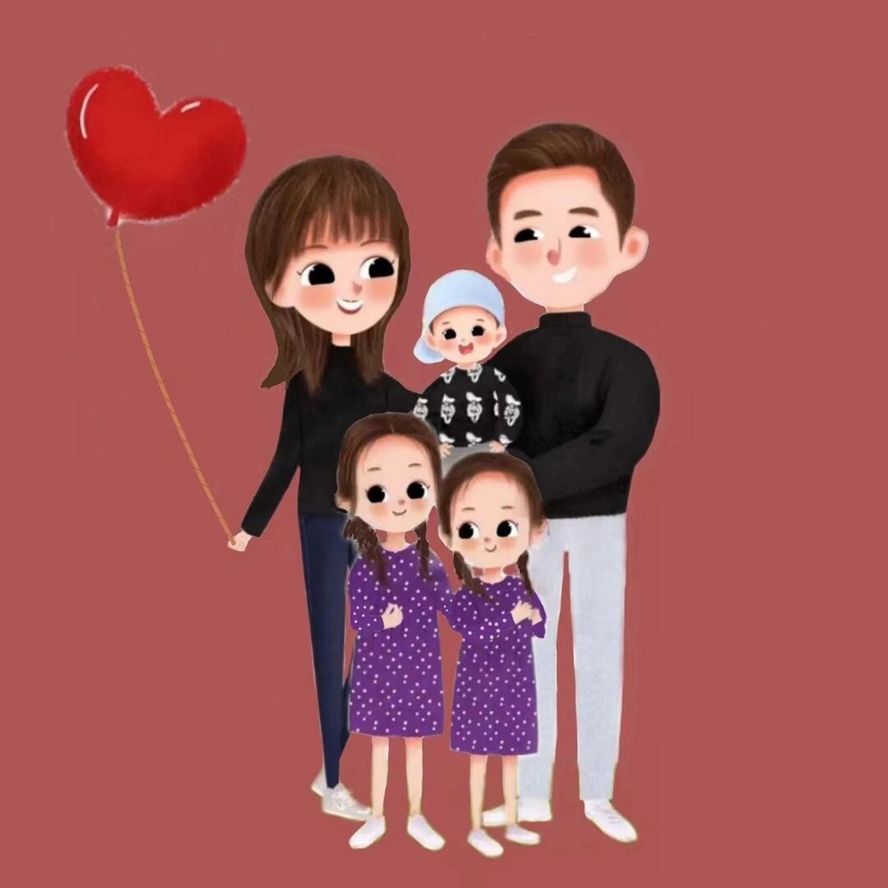 一家五口背景图 | 头像(俩女一儿) 希望2022年是很愉快的一年 顺顺