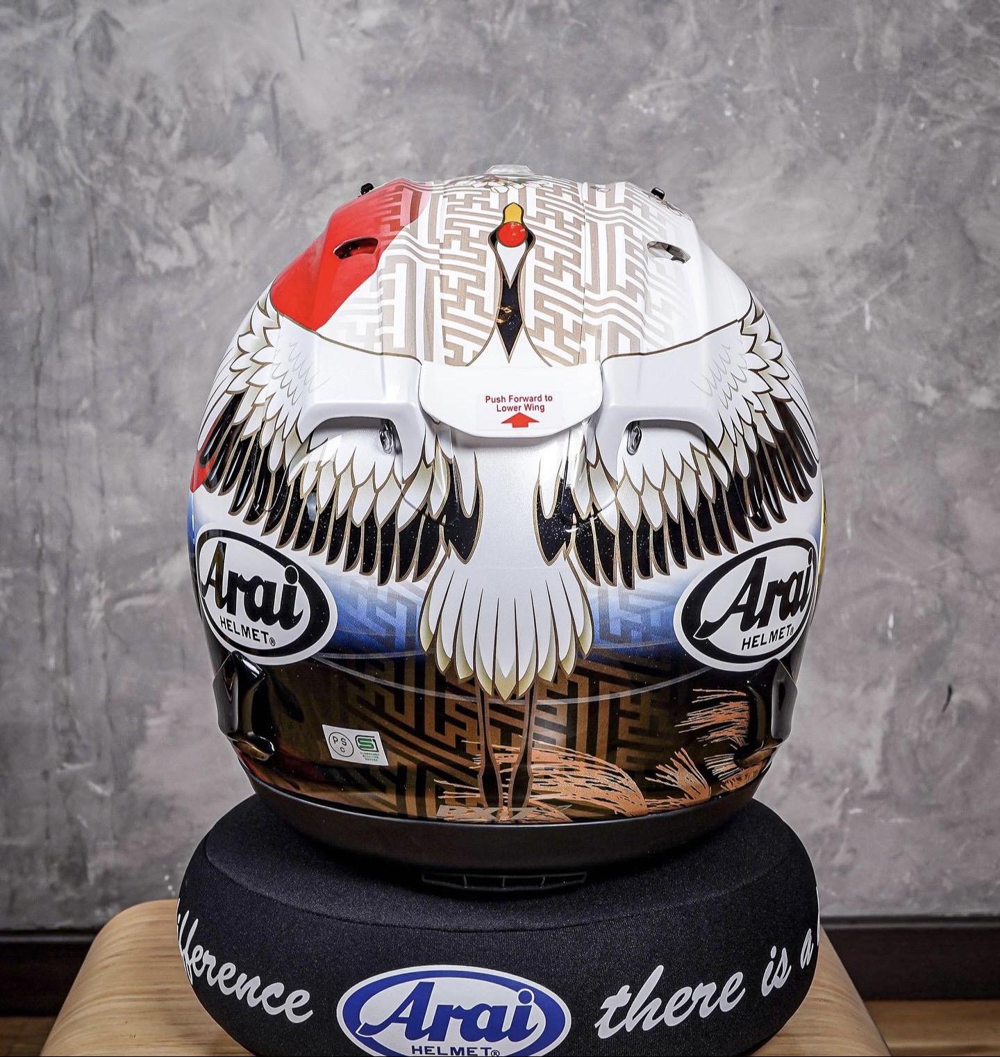 arai-rx7x仙鹤日式的外套鸟儿展开翅膀装饰头盔的左右两侧