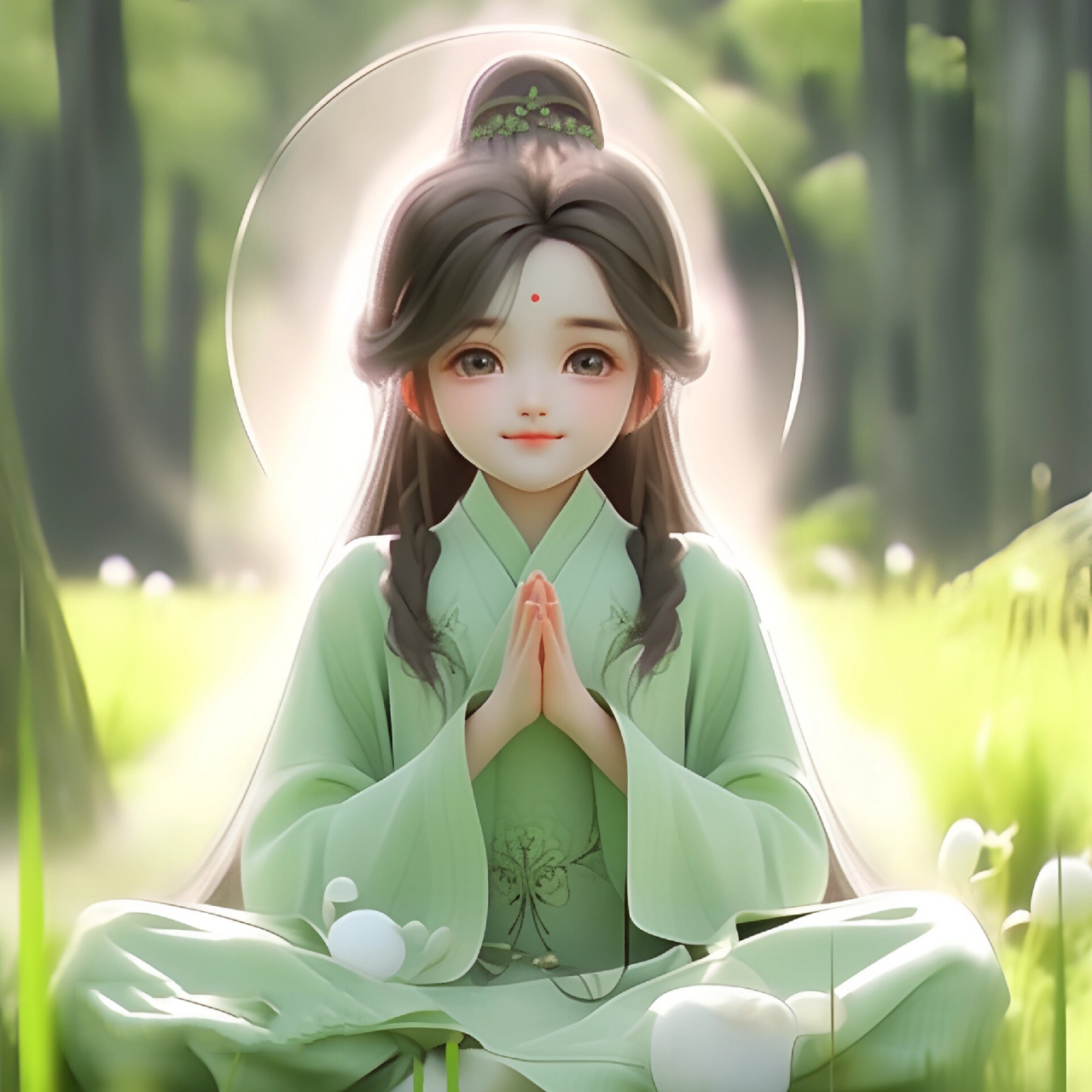 佛系女孩头像92睁眼佛系女孩 菩提本无树,明镜亦非台,本来无一物,何