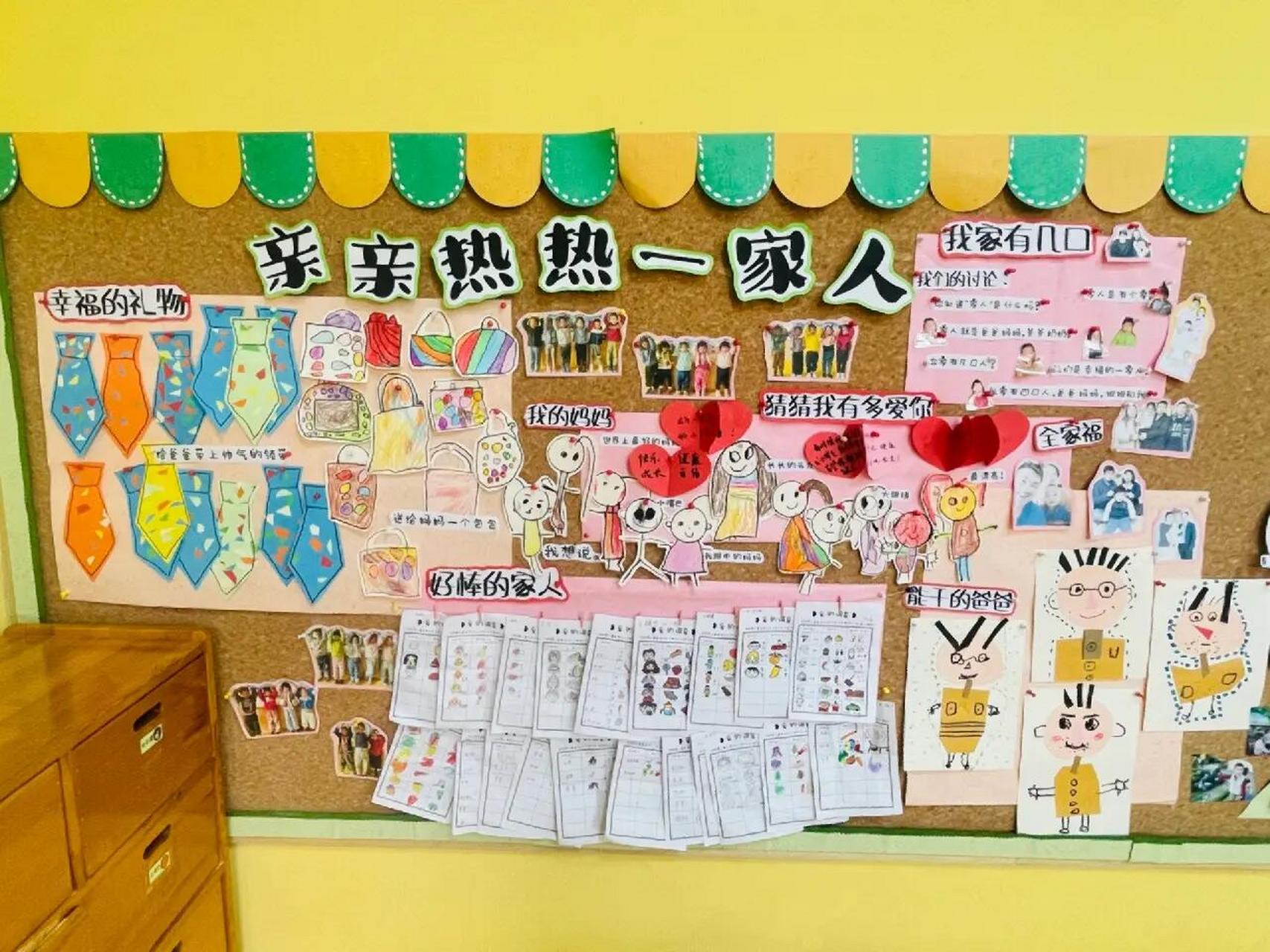 小班下学期主题墙:亲亲热热一家人