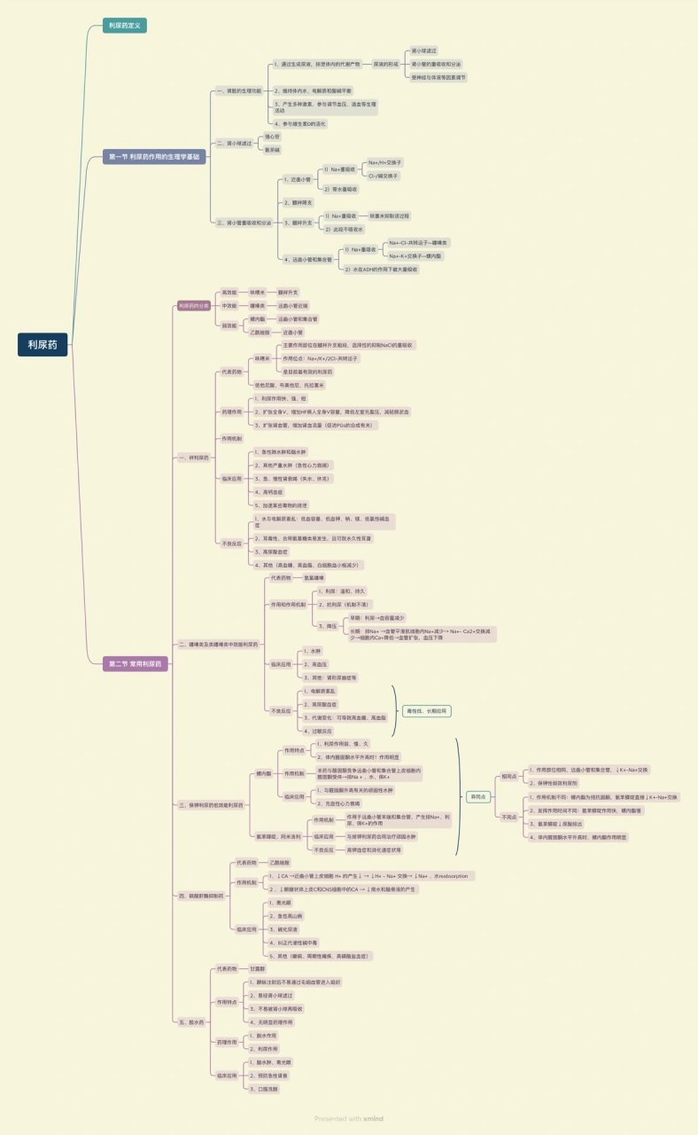 利尿药作用部位及靶点(最后一张附思维导图) 我这双手,是有点东西的