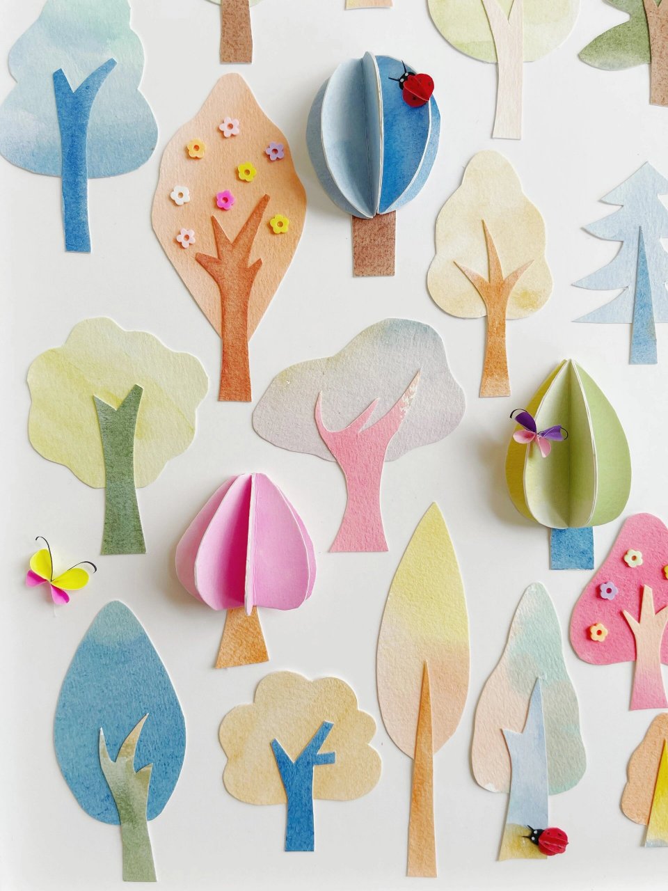 五彩森林丨植树节剪贴画丨创意美术手工教程 98 "有树可栖,未来可期