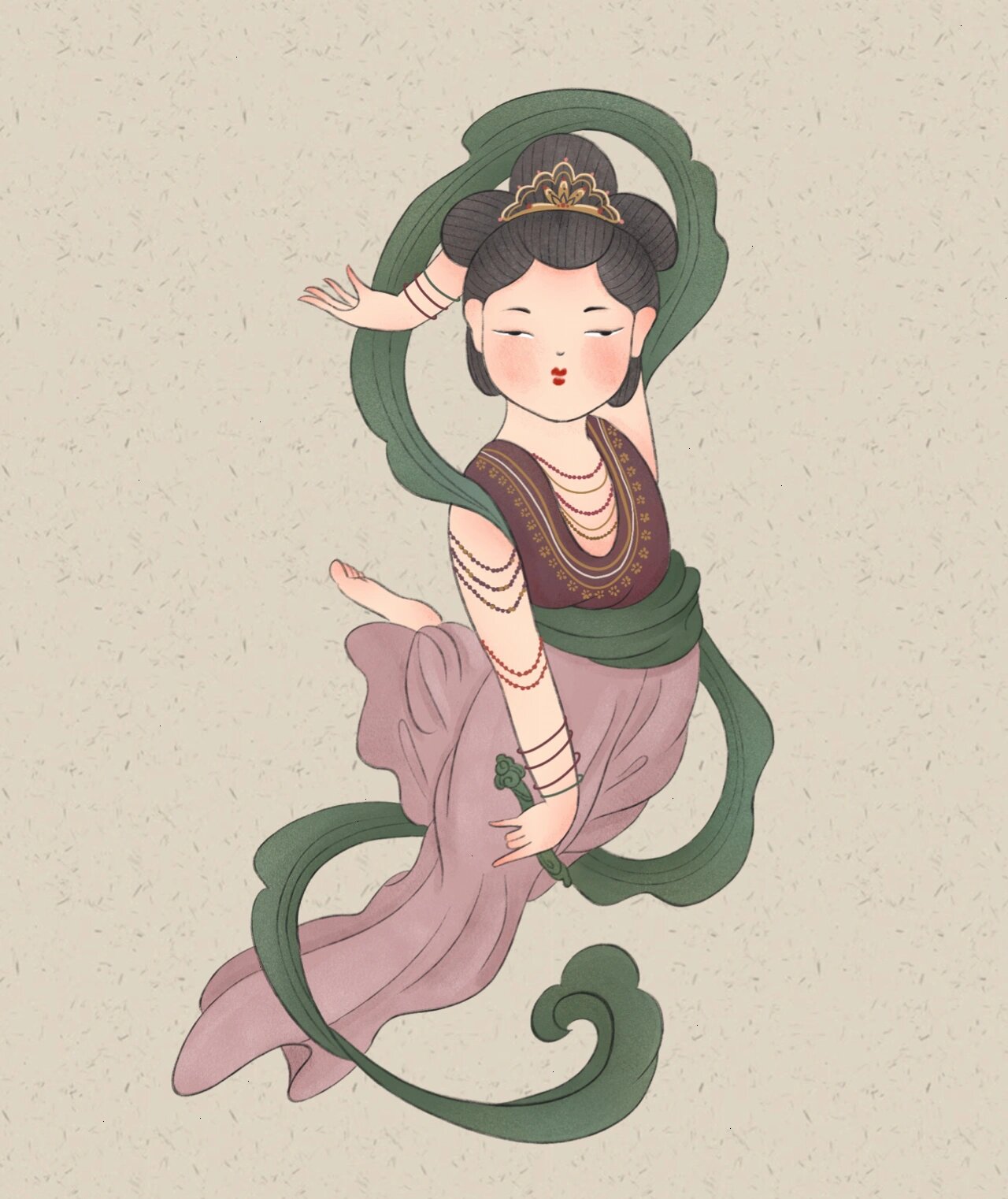 一组可爱的飞天仕女图来啦