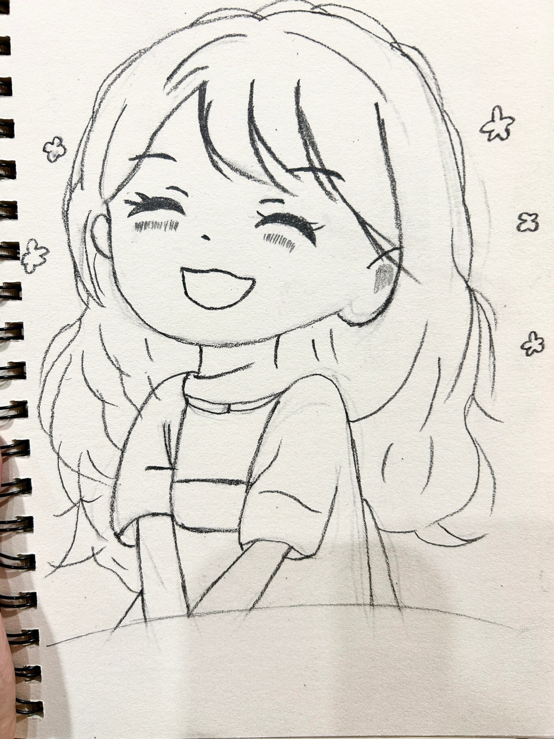 可爱小女孩简笔画     可爱小女孩素描简笔画步骤哦 阳光可爱微笑脸