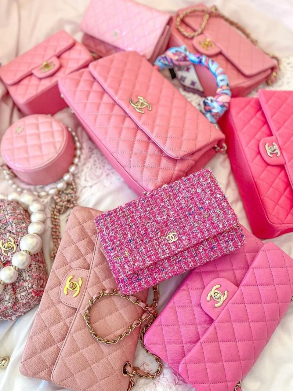 粉色系chanel包包 玫红色系 香奈儿包包