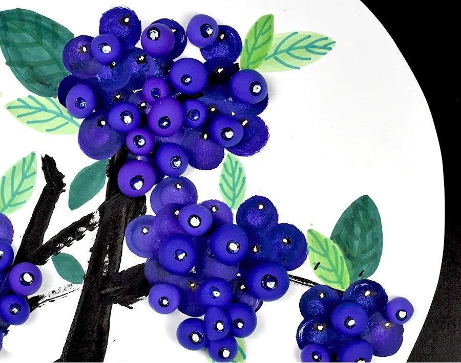 儿童画教程|蓝莓熟了