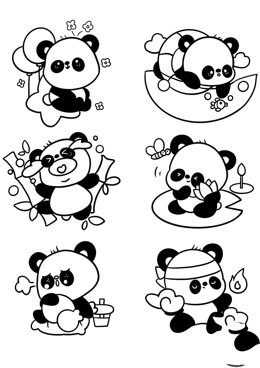 卡通熊猫简笔画(可打印)