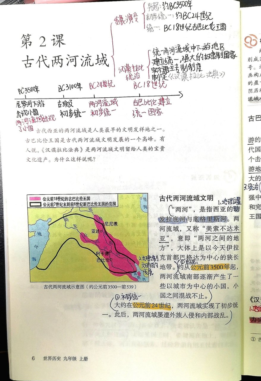 九上历史笔记人教版|古代两河流域 九年级上册历史笔记 有缺漏可以点
