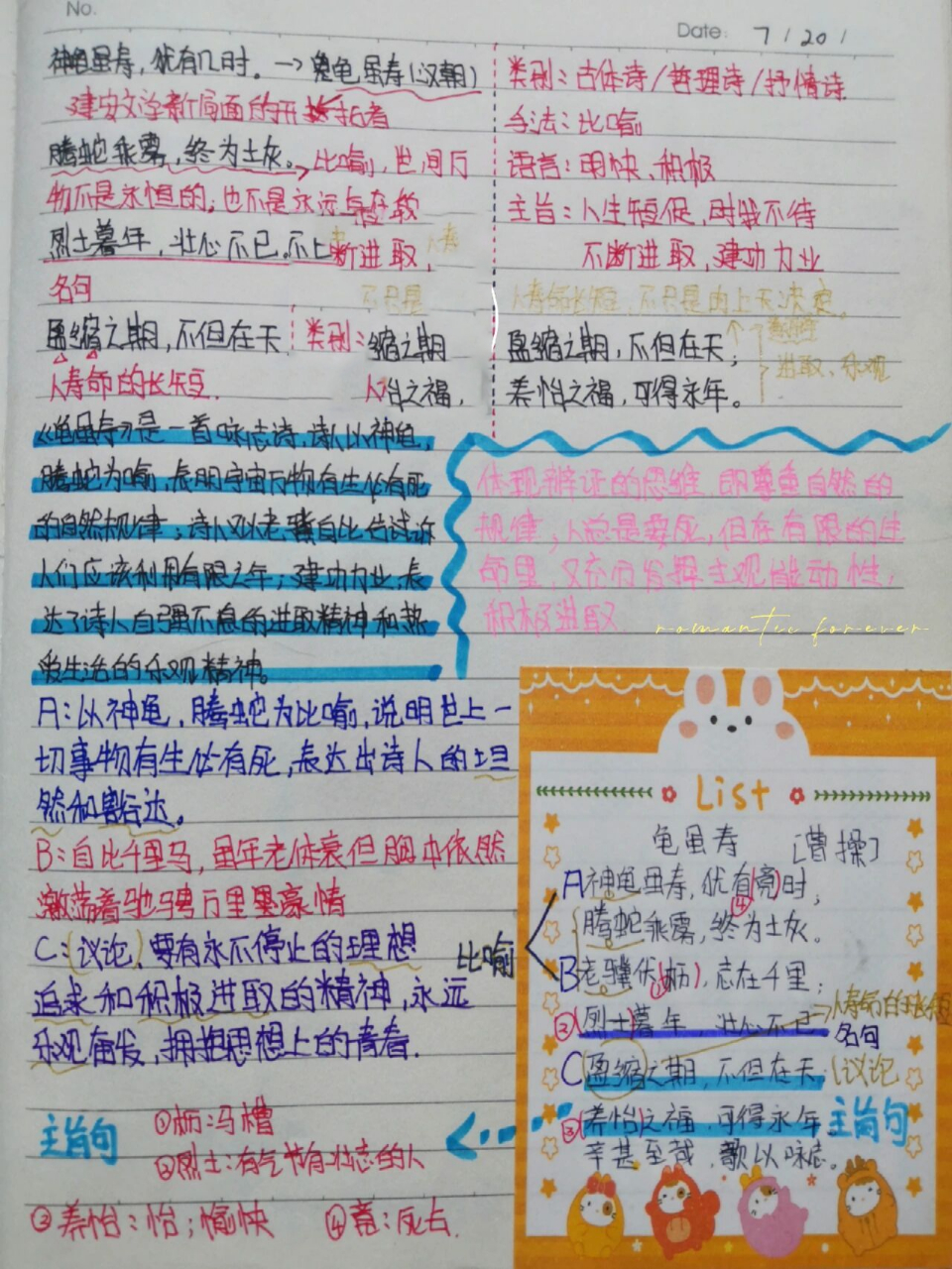 龟虽寿笔记