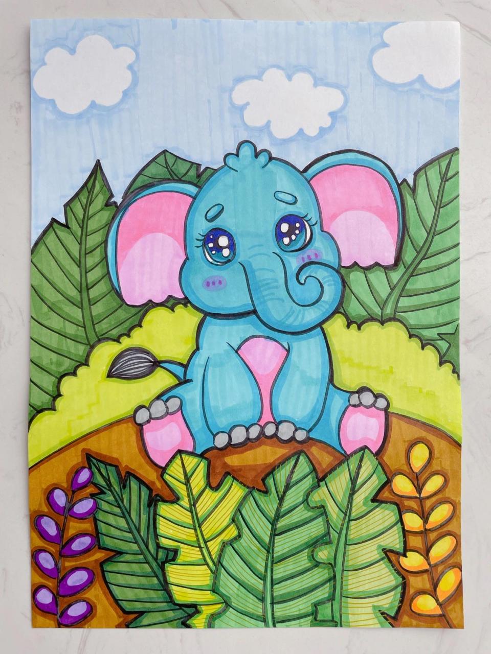 儿童画 简笔画 《大象》 打卡2/50 非原创 坚持更新吖