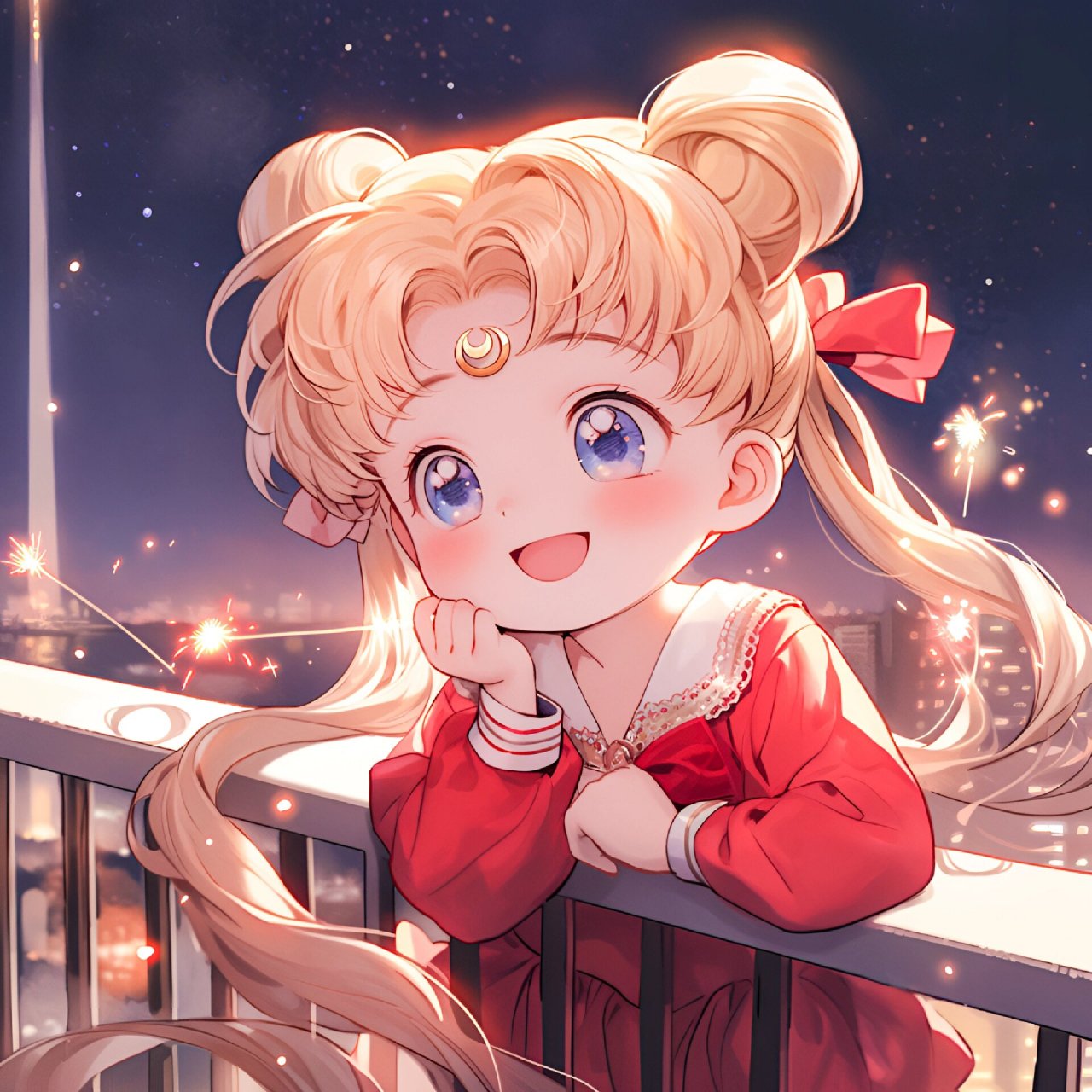 美少女 | 2024新年头像 烟花 #原创头像# #优质头像# #微信头像