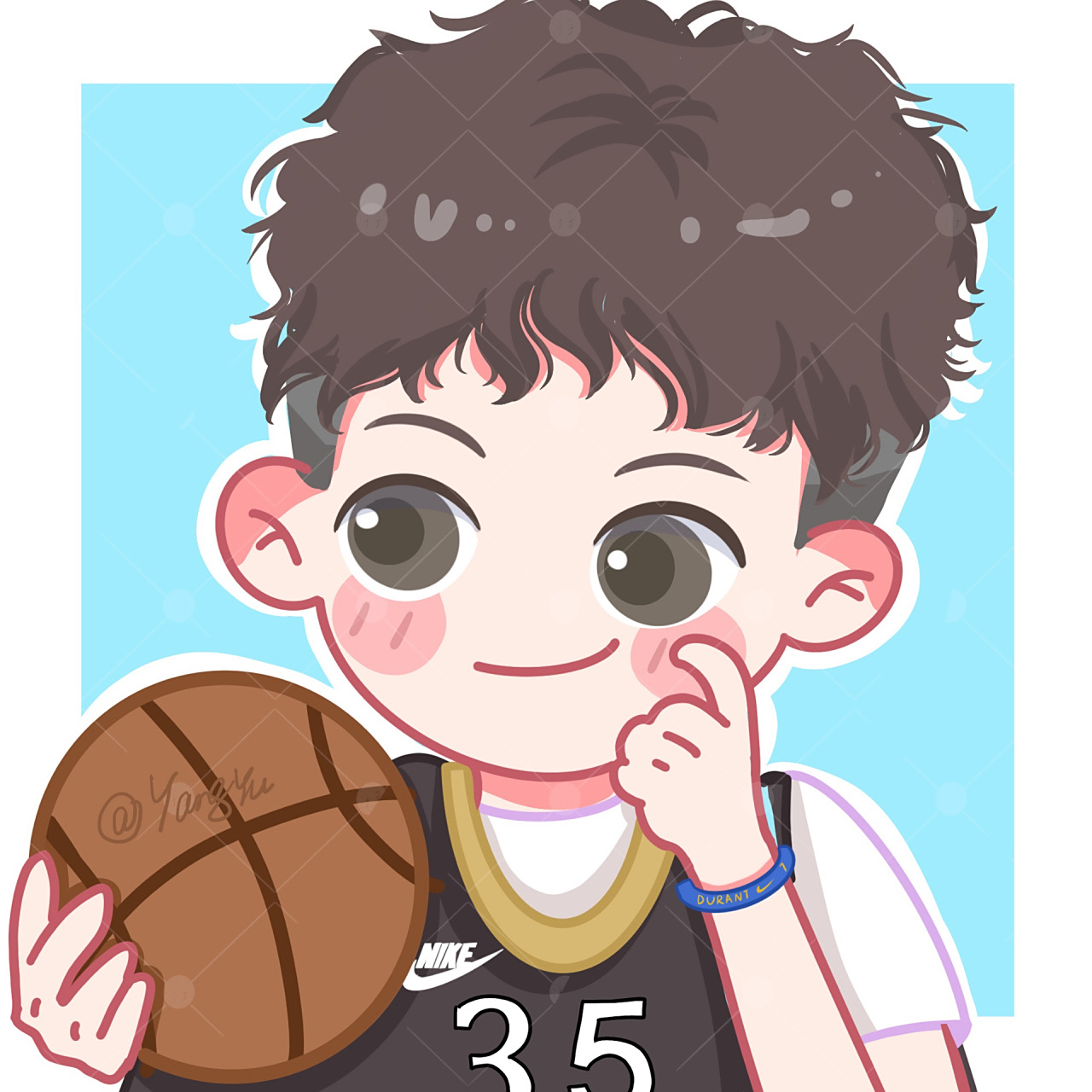篮球男孩卡通头像/客稿 100张的进度已经有十分之三啦30/100 继续冲