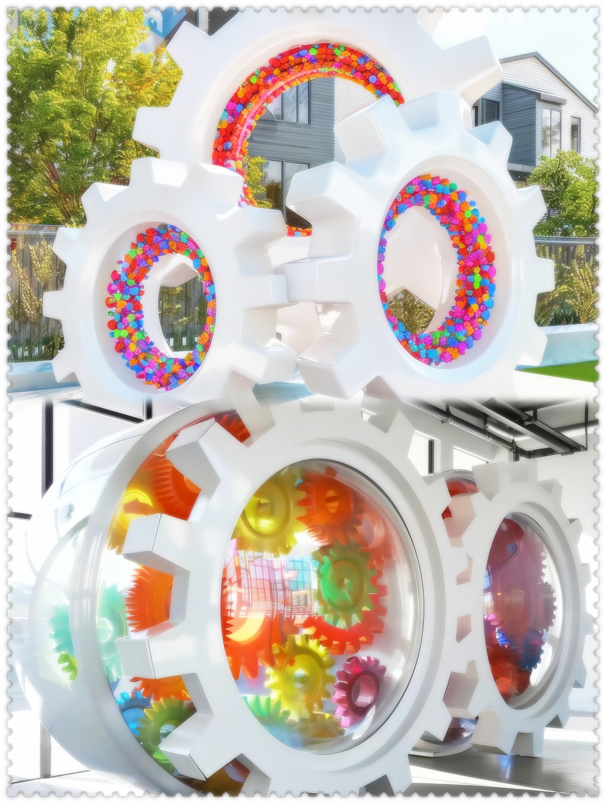 潮玩街区创意互动装置,打造不一样的齿轮造型!