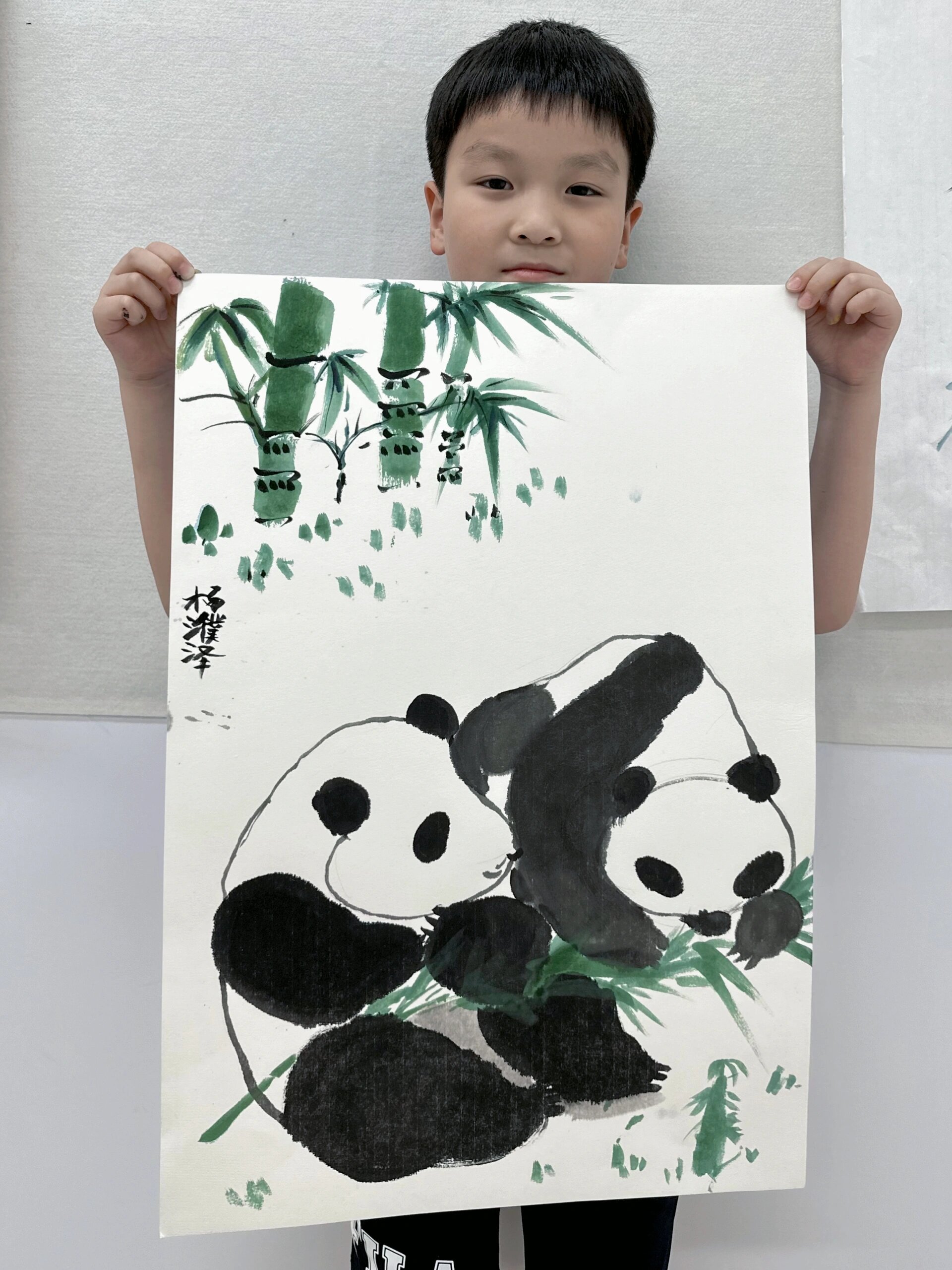 零基础少儿国画课程|熊猫94吃竹子 国画和其他画种不一样, 可以铅笔