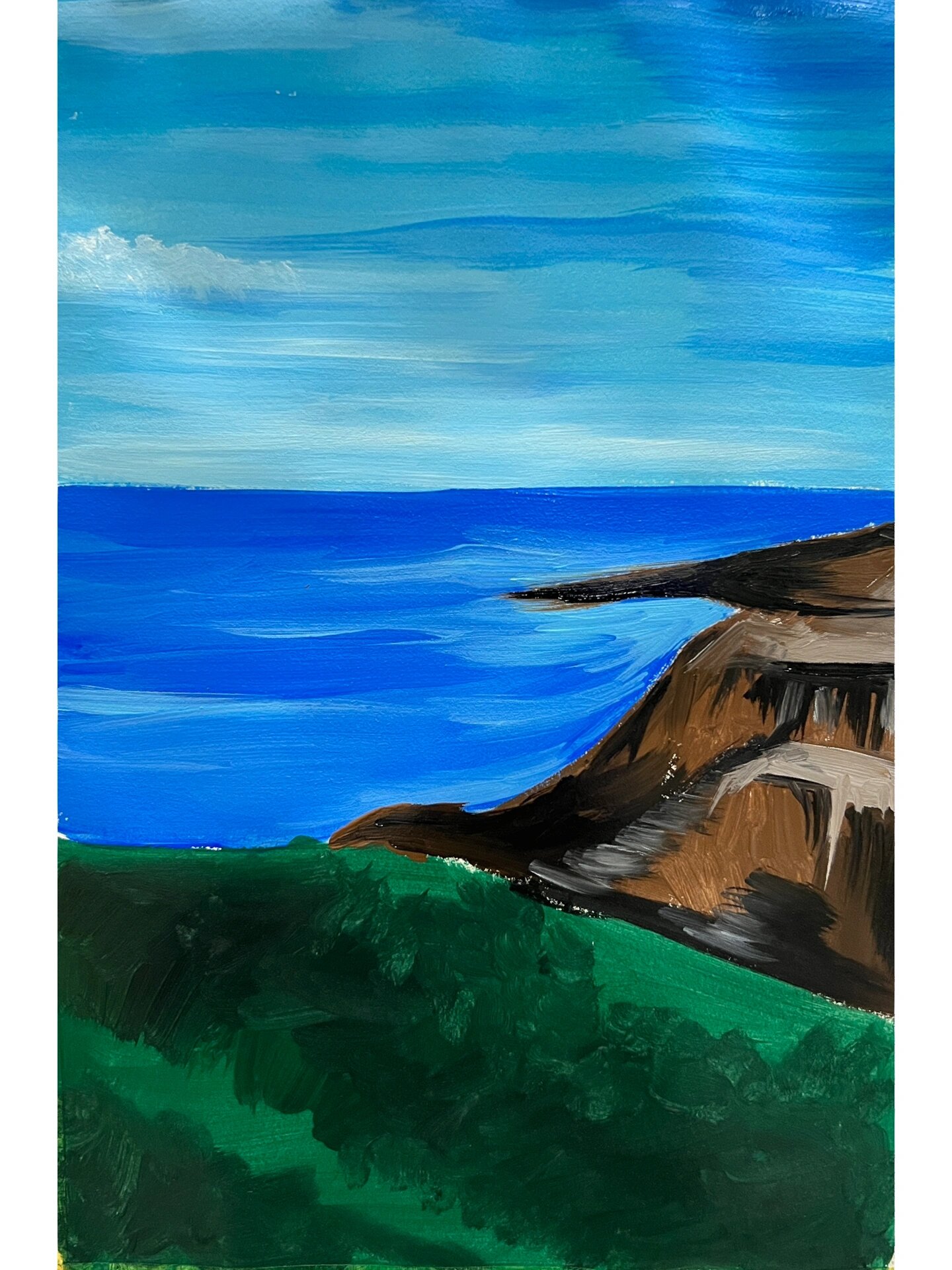 简易版水粉风景《面朝大海,春暖花开》步骤图