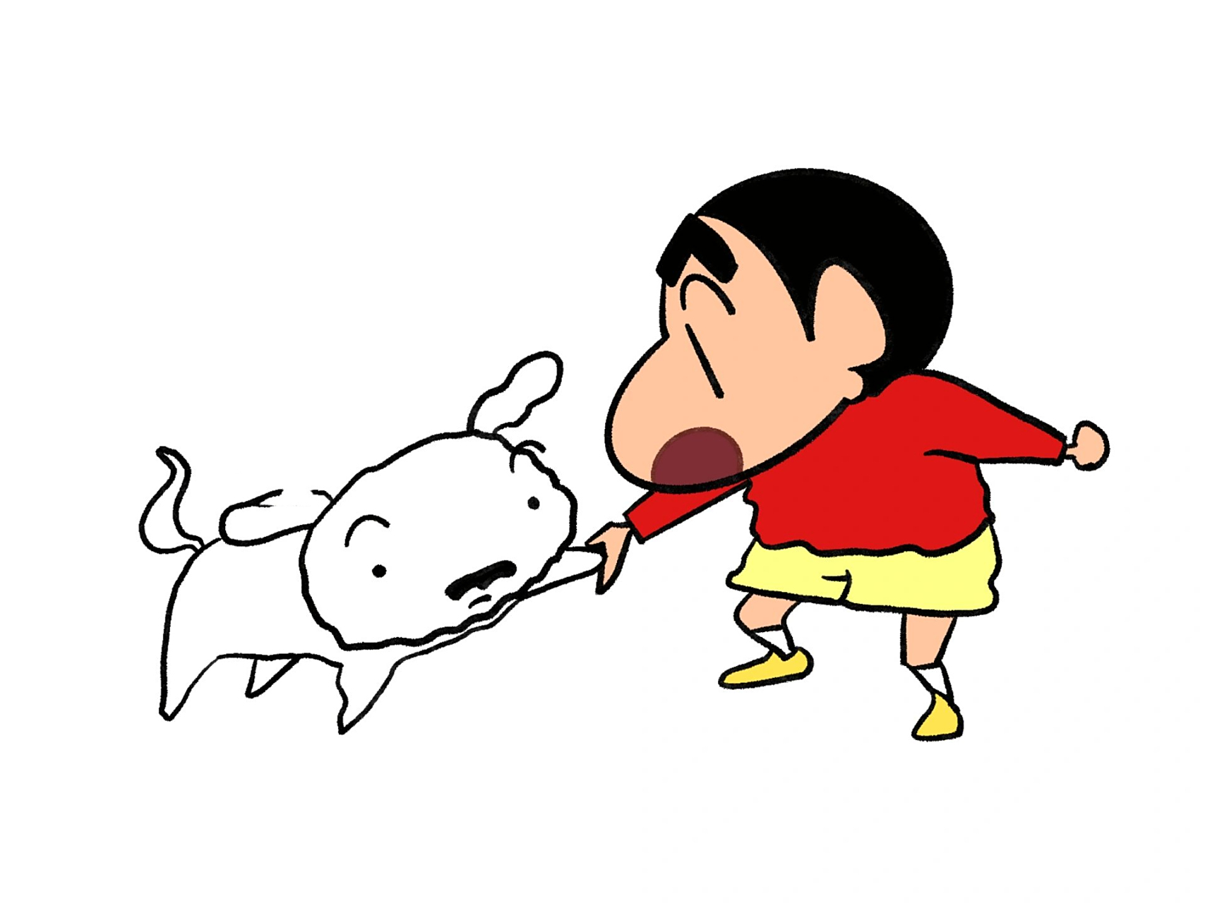 打卡100张蜡笔小新day45 论小狗和主人能有多像 小白真的什么都会了