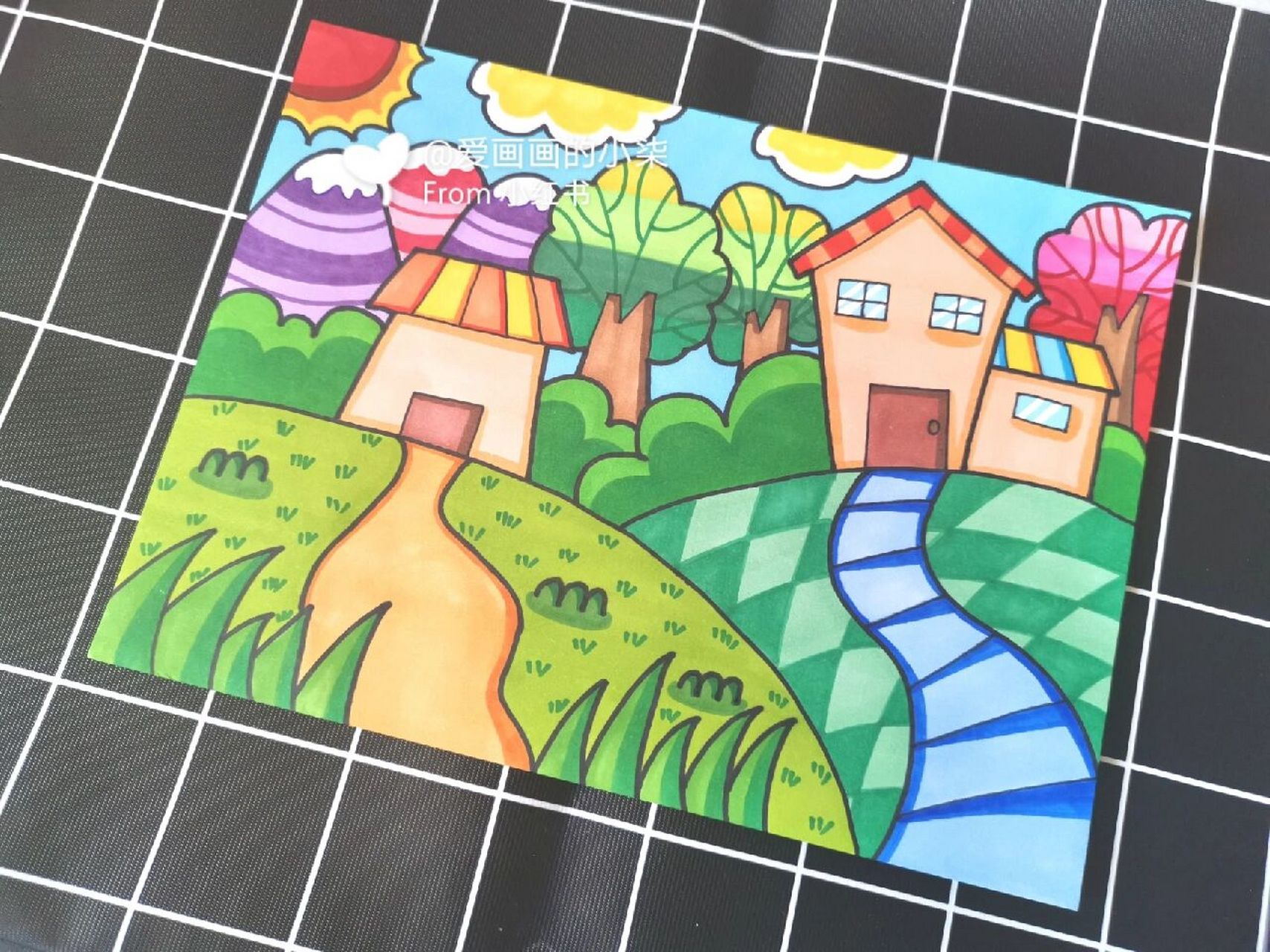 儿童画打卡 第30天|我的家乡 我的家乡主题儿童画