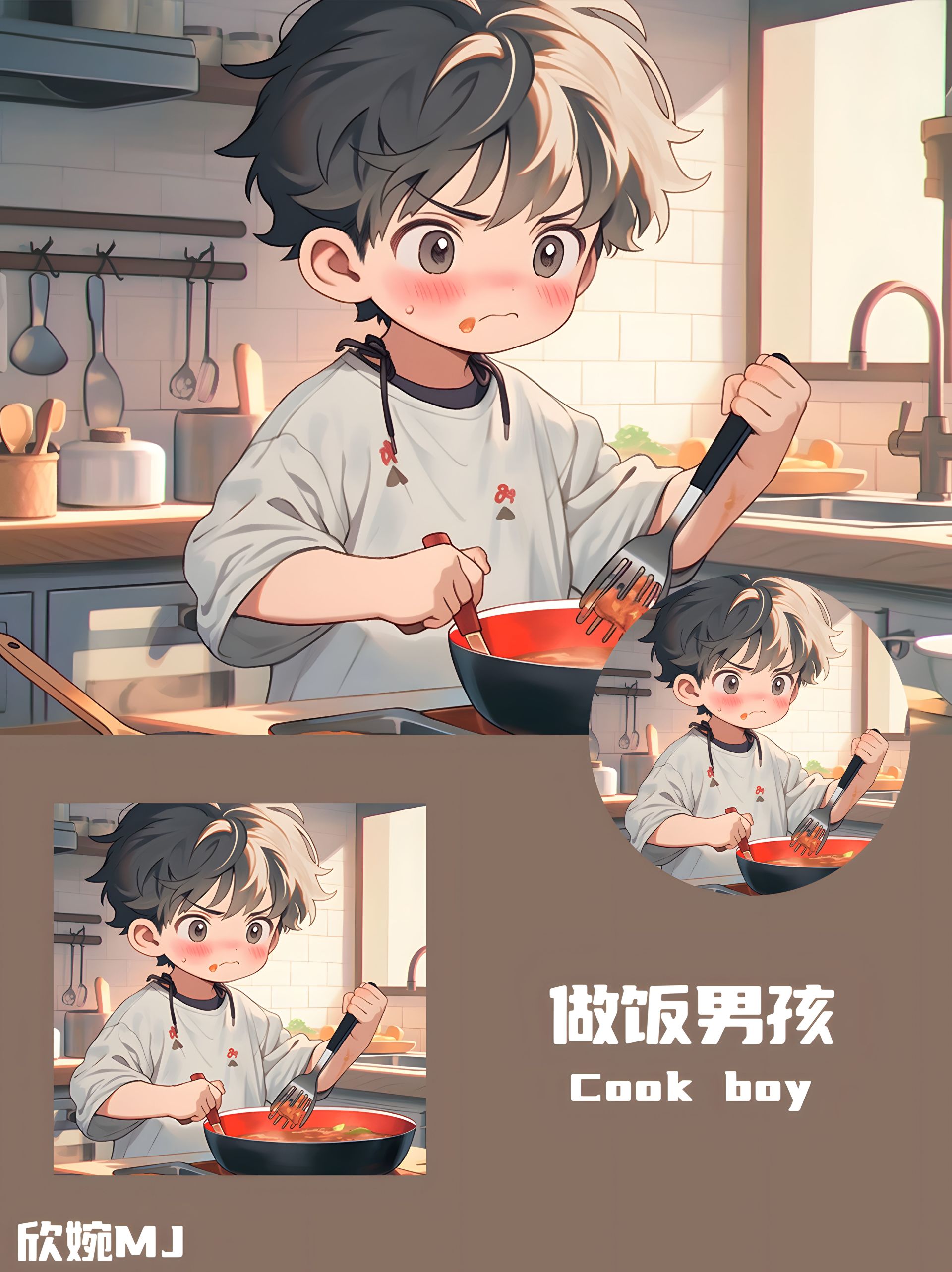 做饭男孩丨卡通头像丨单人
