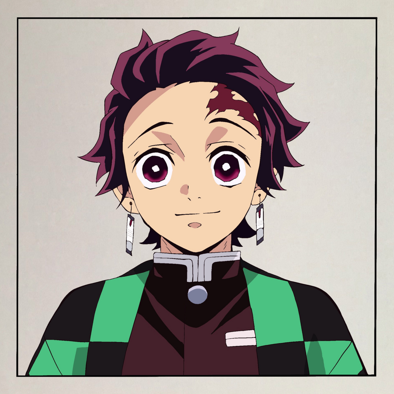 鬼灭之刃炭治郎绘画过程 手绘教程 粉丝要的炭治郎 比例正方形 尺寸自