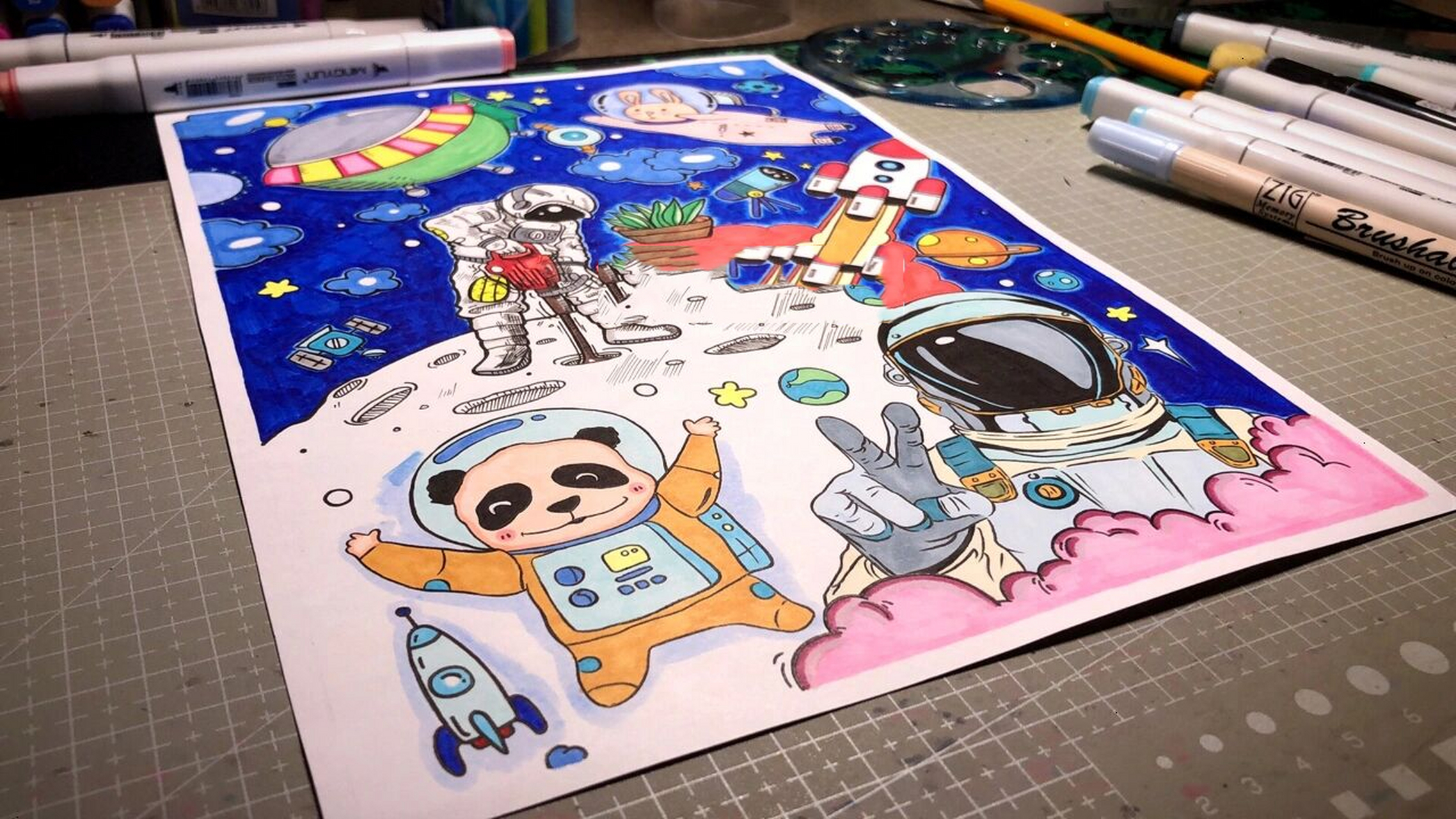 科幻手抄报|科技创造未来手绘简笔画海报 宝宝们: 这期画关于科幻美好