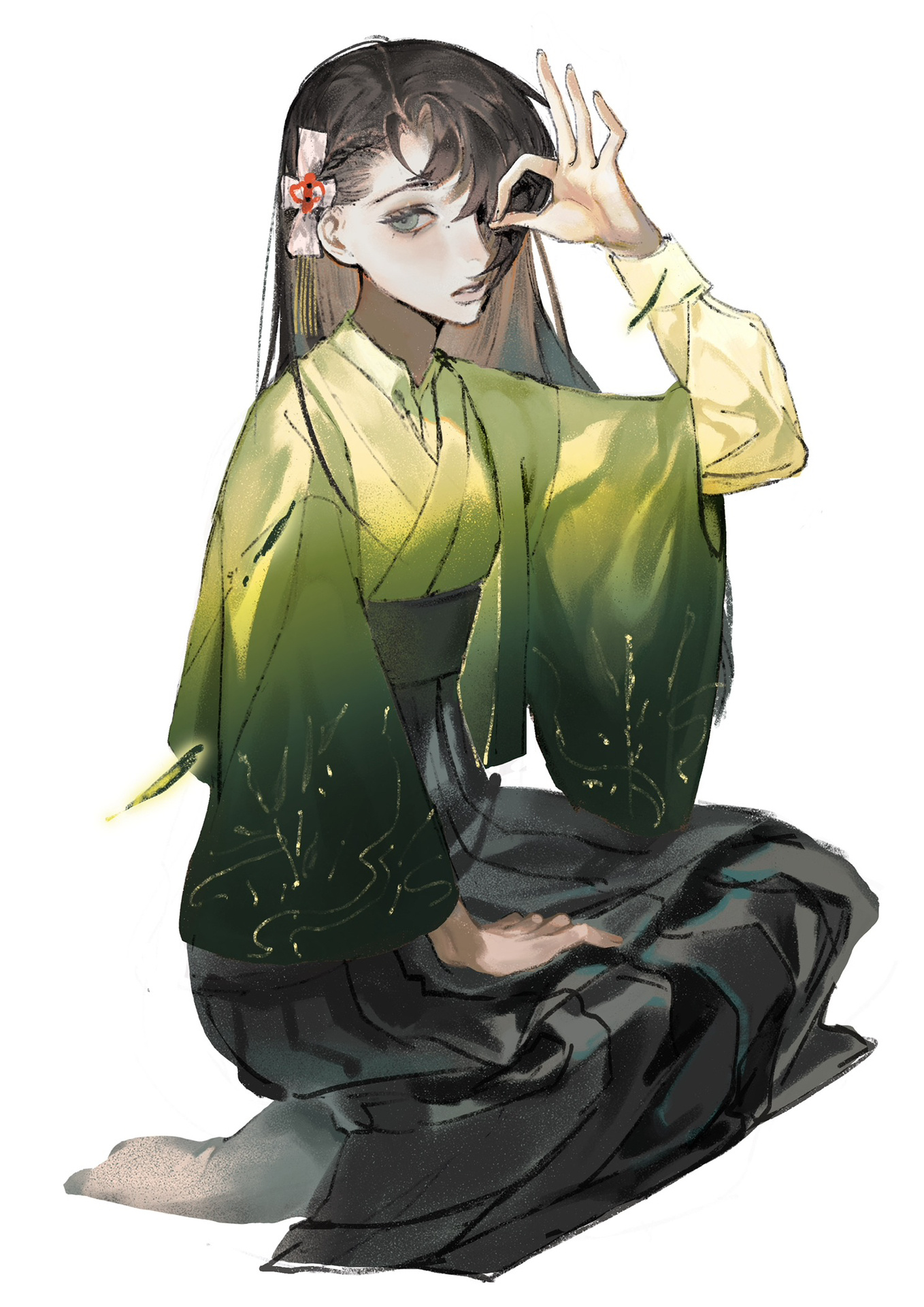 掏出一张小女oc p2是摸的鱼   设定上是有阴阳眼的女女