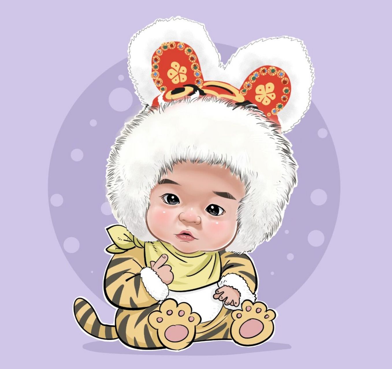 画个可爱的虎头虎脑的小宝宝～ #小4漫画# #原创漫画