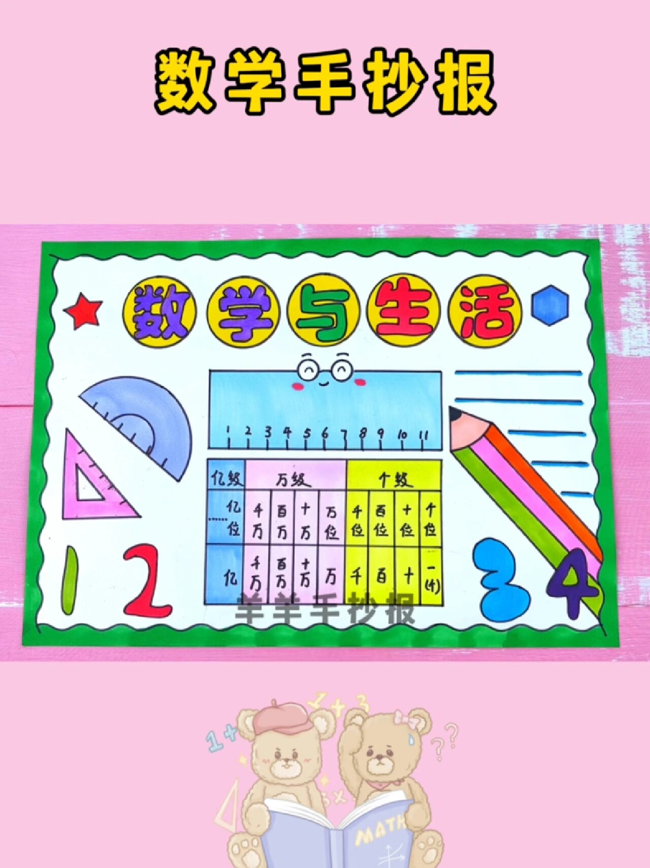 数学与生活手抄报,线稿图可打印
