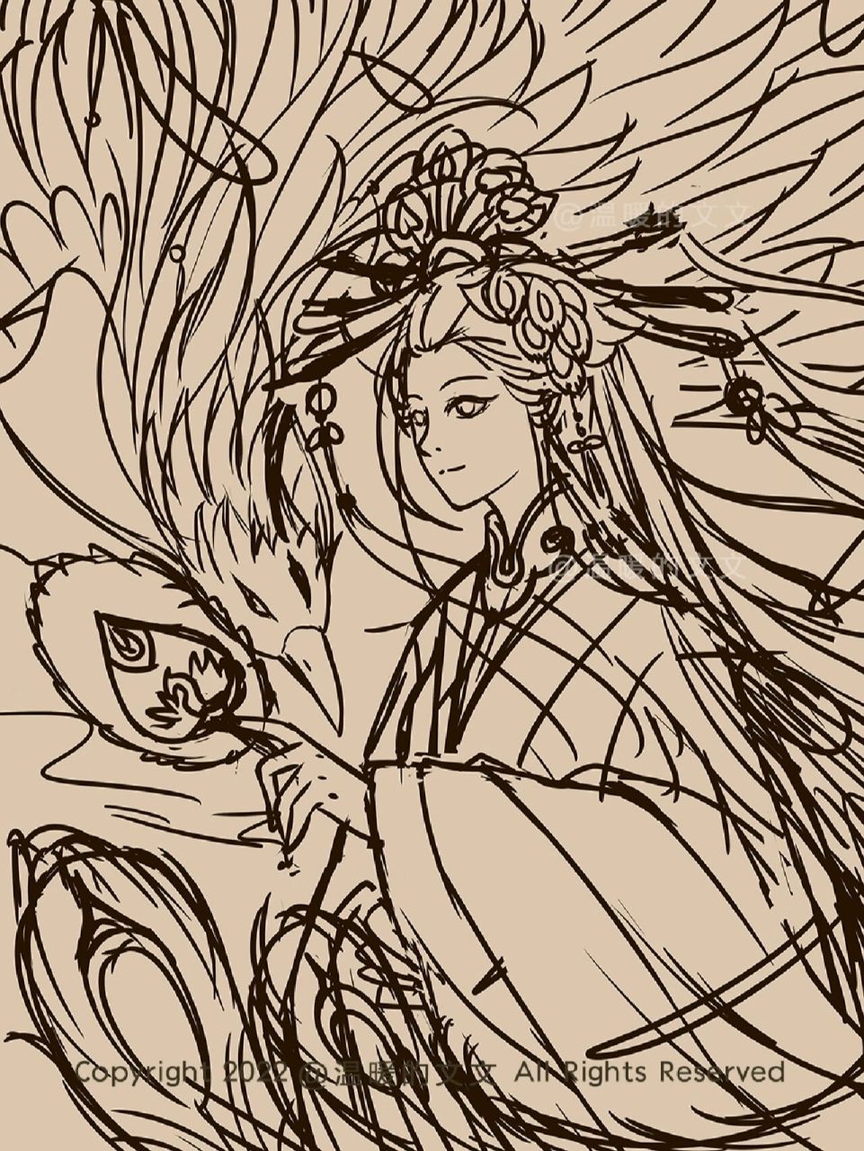 山海经拟人—凤凰 09 附步骤 山海经异兽拟人  山海灵韵系列——凤凰