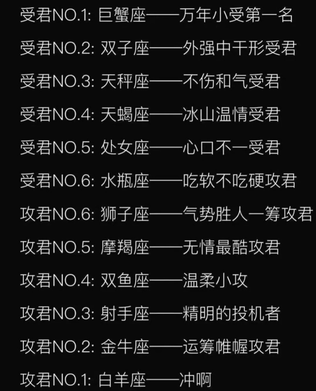 十二星座攻受 姐不冷酷但姐攻