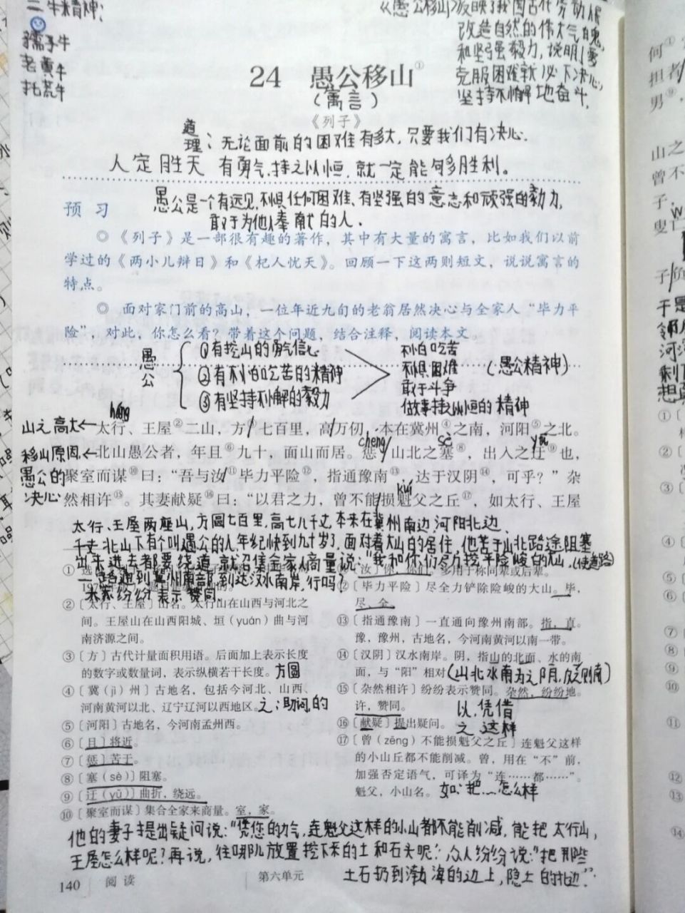 八年级/上《愚公移山》 (文言文笔记啦,有些乱乱的哈,怕书上的翻译看