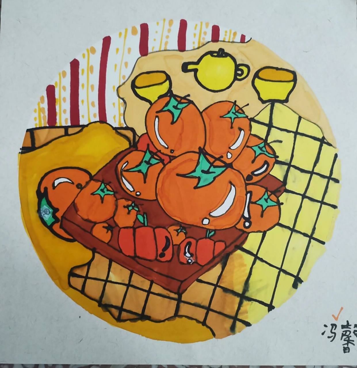 人美版三下《橙色的画》学生作品 《橙色的画》这节课应该是三年级下