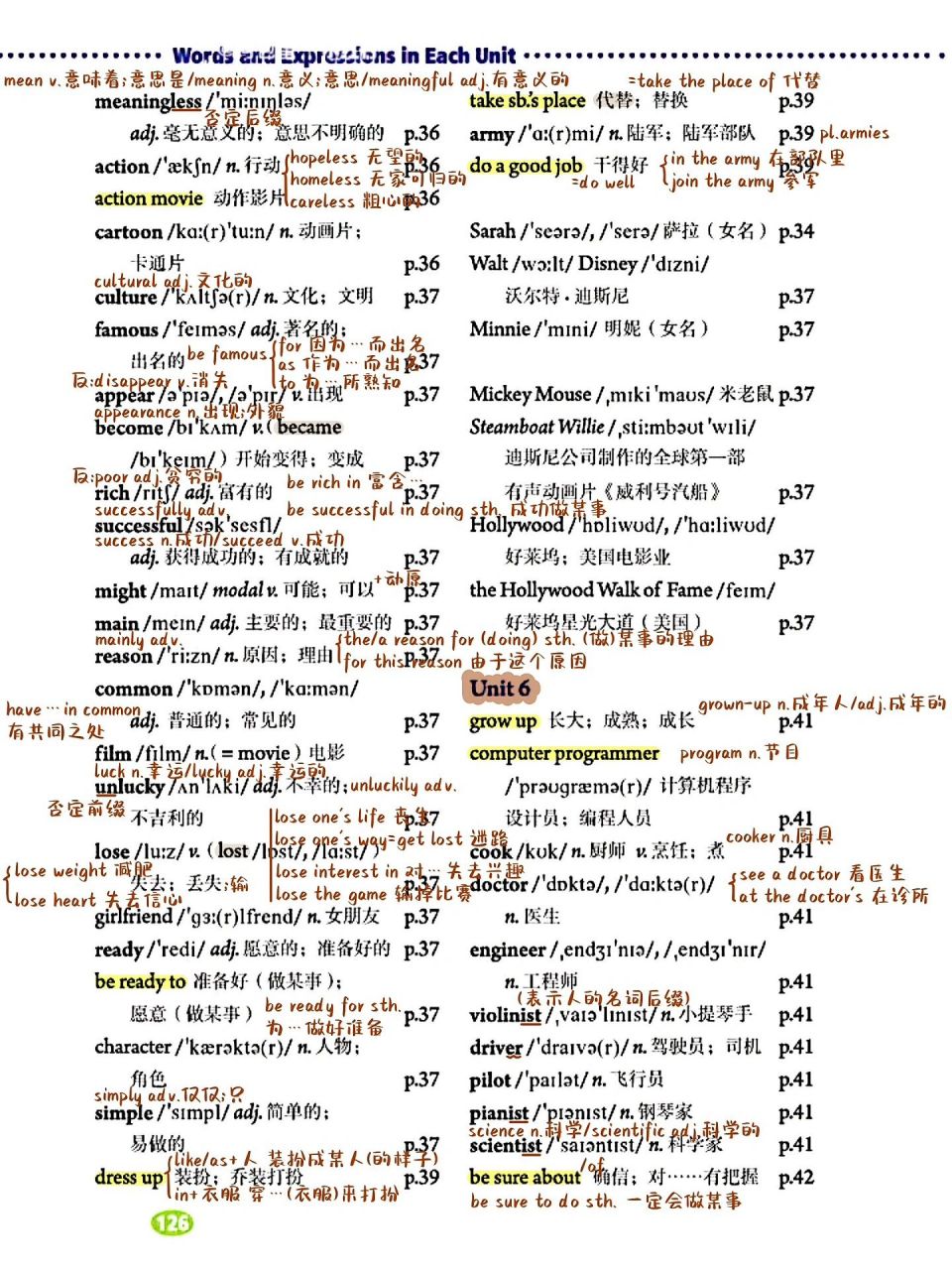 八上英语单词六单元图片