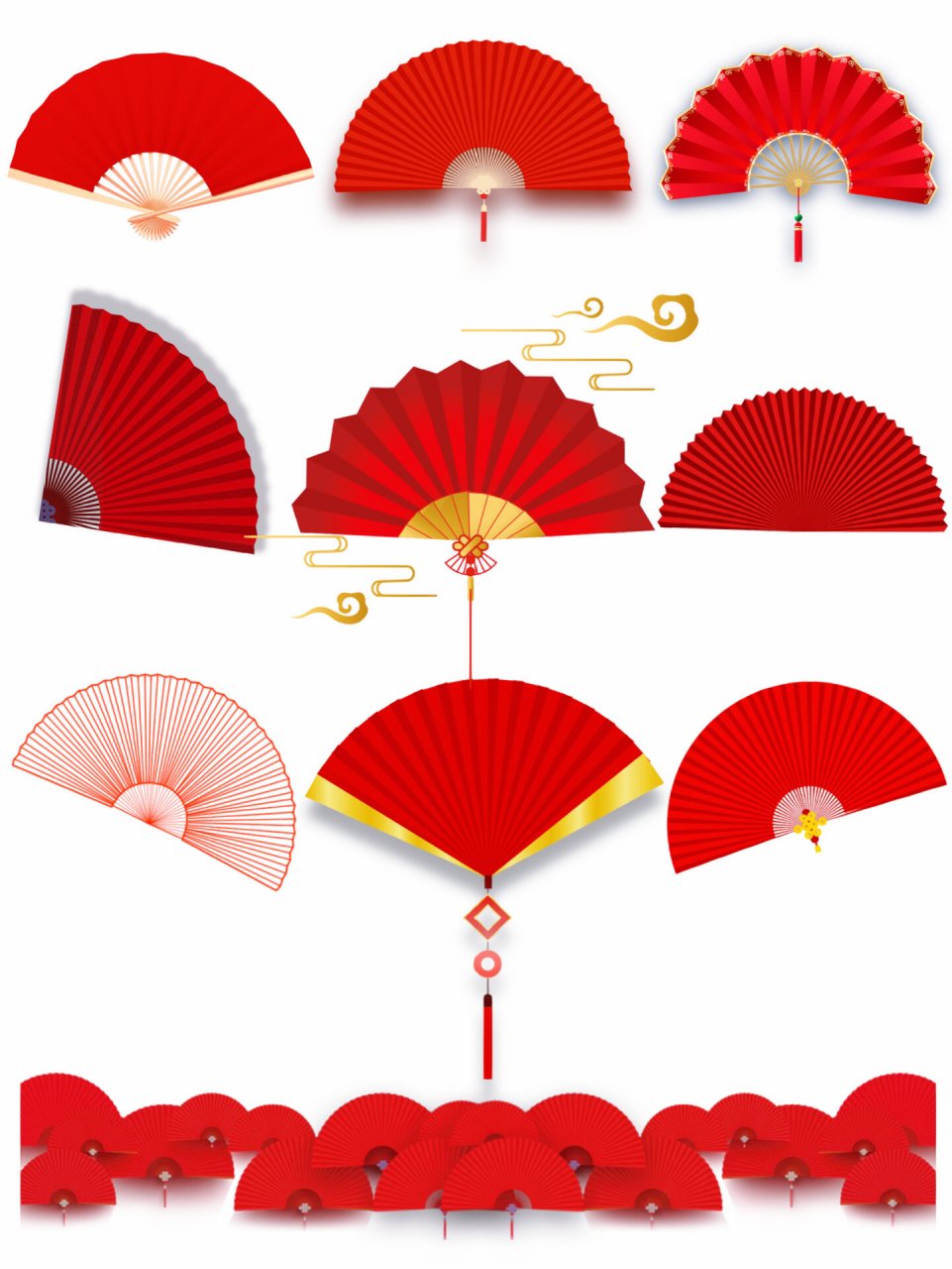 78156997古风素材|33组红色中国风折扇 93今日分享喜庆中国