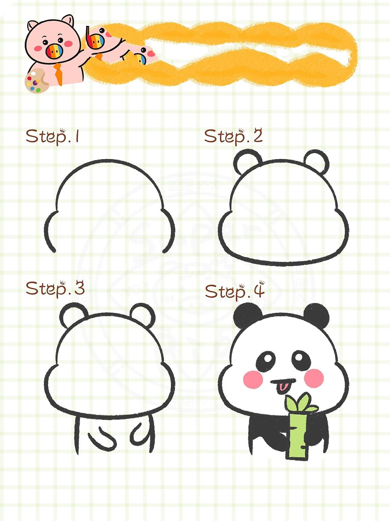 可爱简笔画|萌萌熊猫94必备手帐素材分享