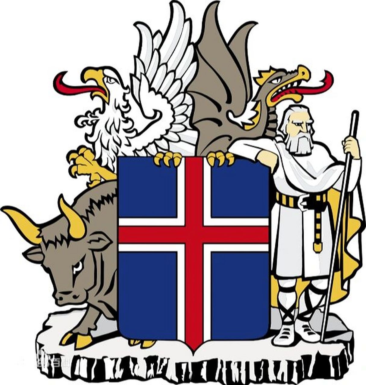 北欧五国(二)体制 冰岛国旗9699&国徽98: 冰岛共和国国旗采用的