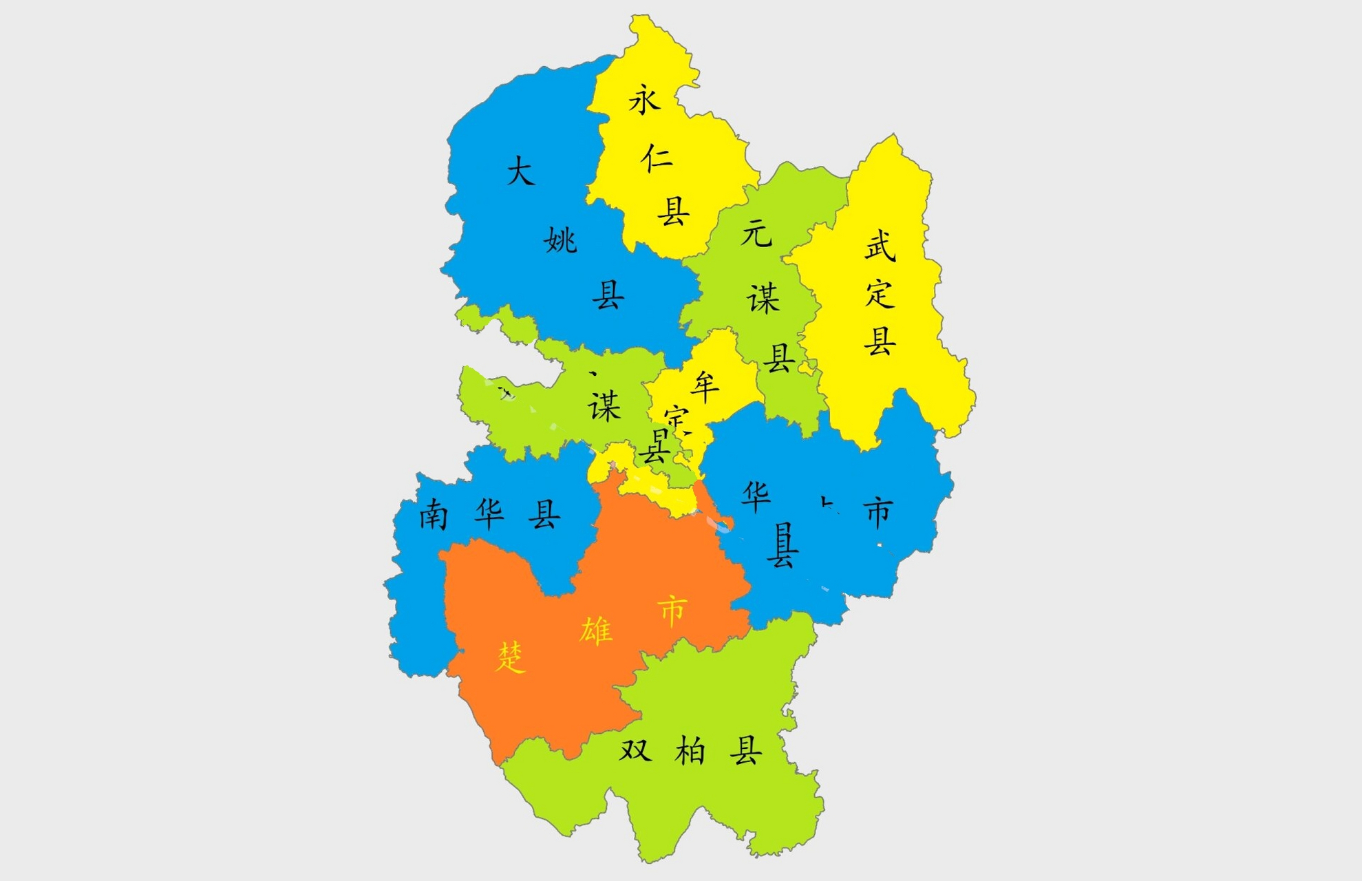 【区划地图】云南行政区划地图@楚雄州 楚雄彝族自治州,位于云南省