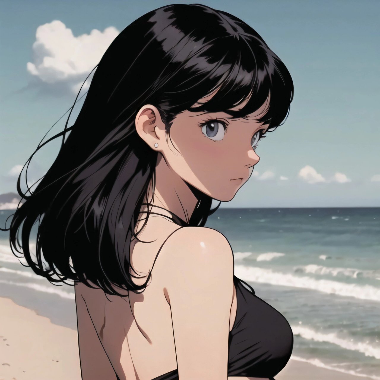 闺蜜头像96长发小姐姐面朝大海