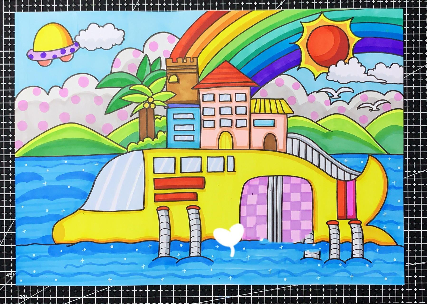 儿童创意画 | 水上房子 临摹 纸张a4