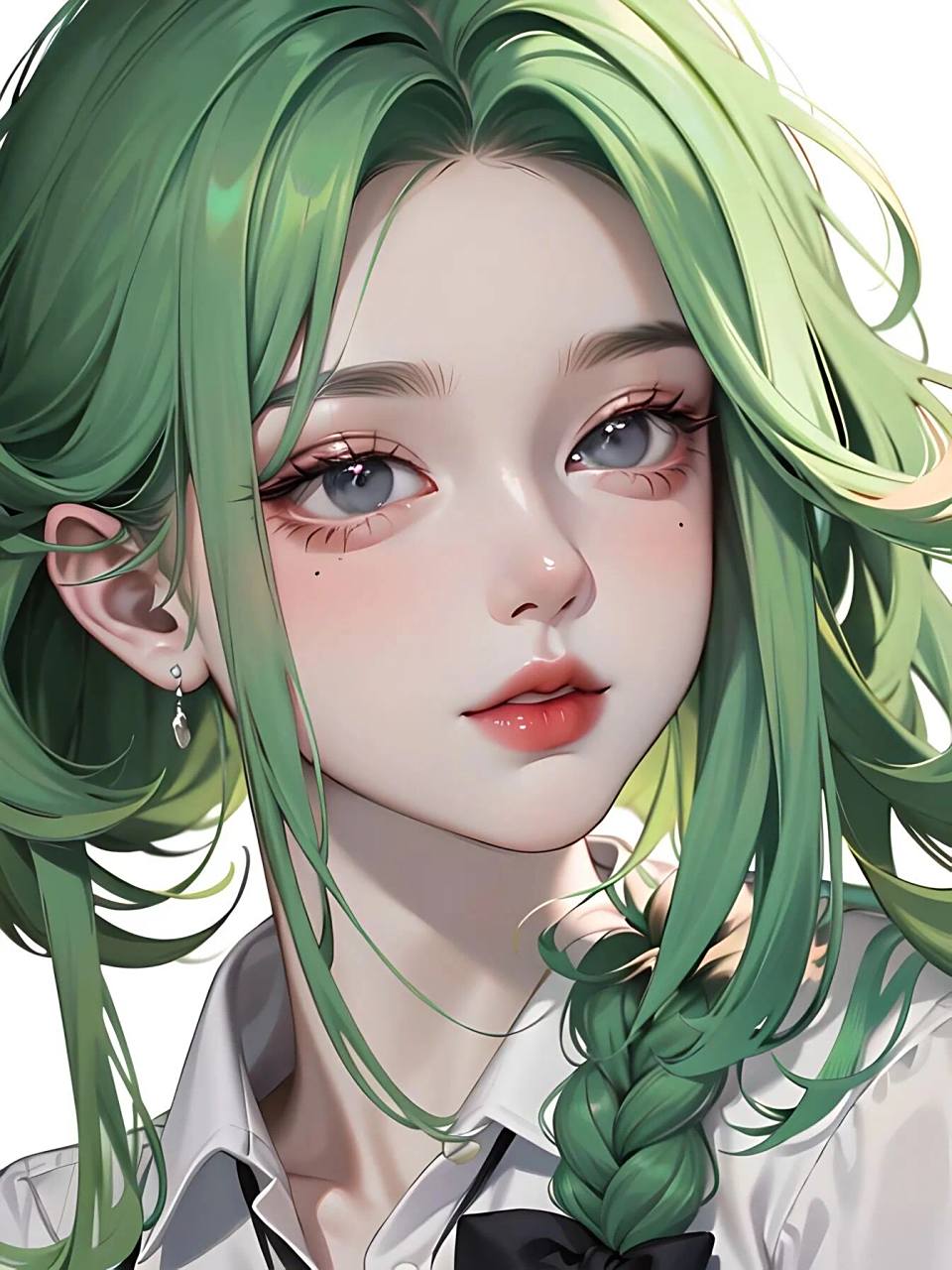 高冷气质绿发少女头像|最后一张爱了