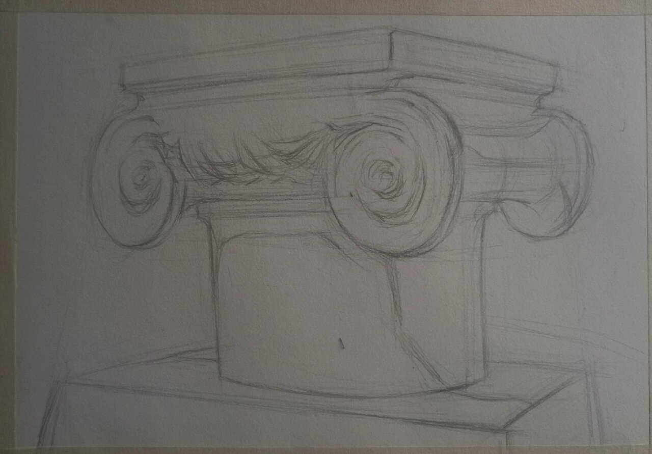 素描石膏罗马柱步骤图