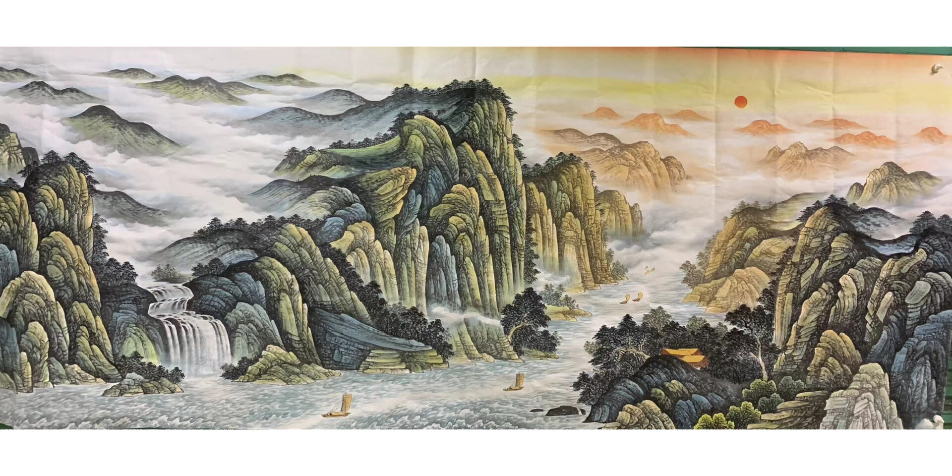 国画山水画小八尺山水聚宝盆 财源滚滚