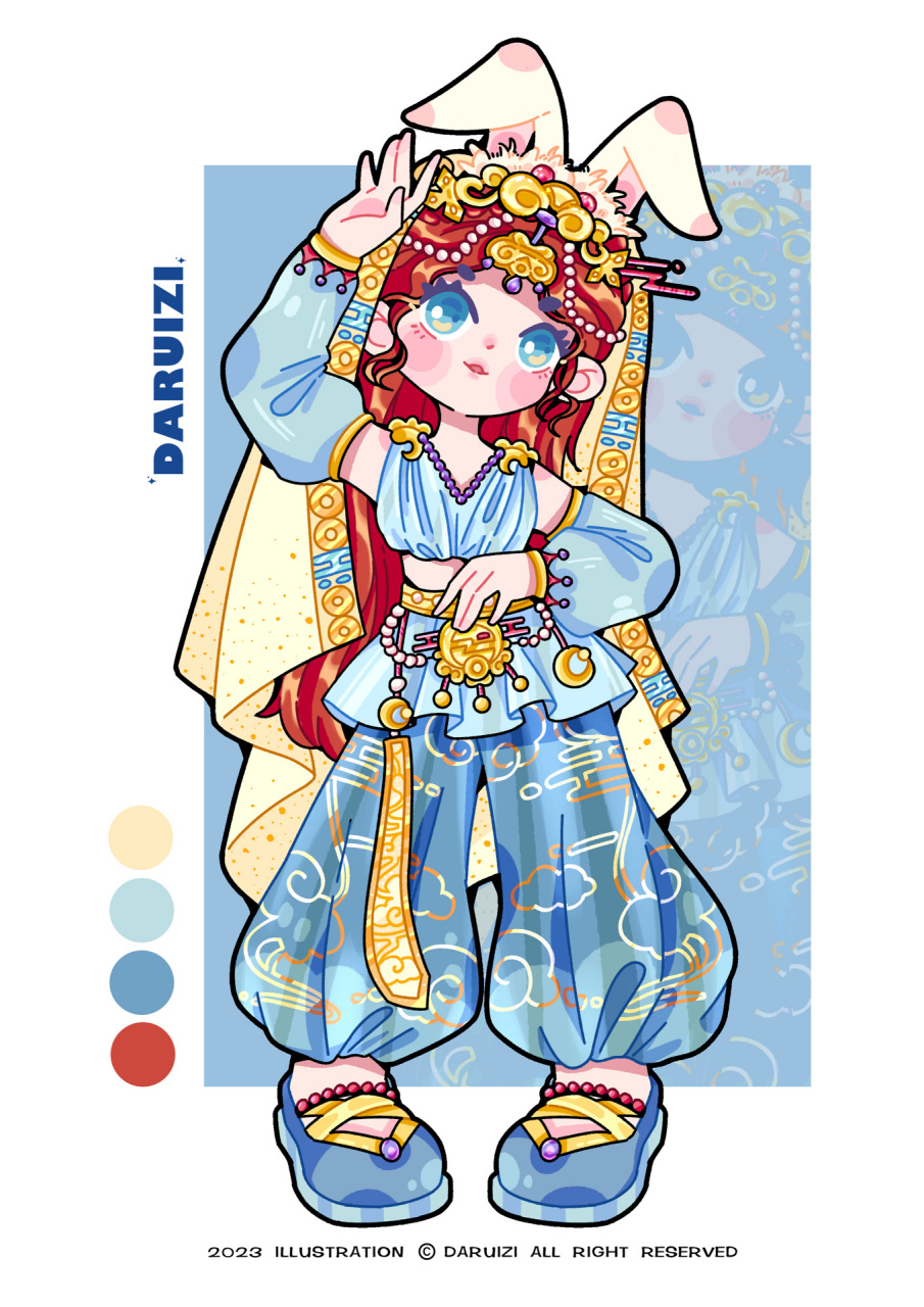 角色设计|天竺少女 想画一个兔子精～ 然后就想到了西游记里面的天竺