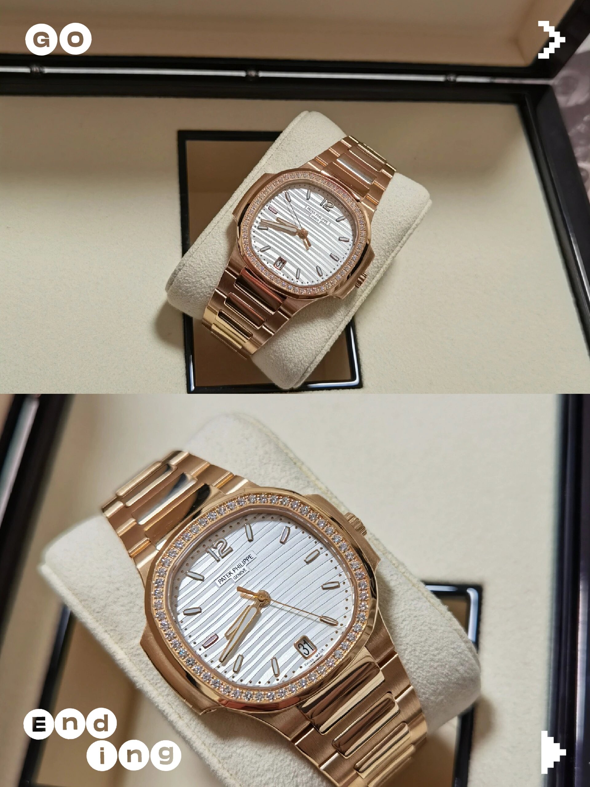 全95百达翡丽全金钻圈白盘鹦鹉螺