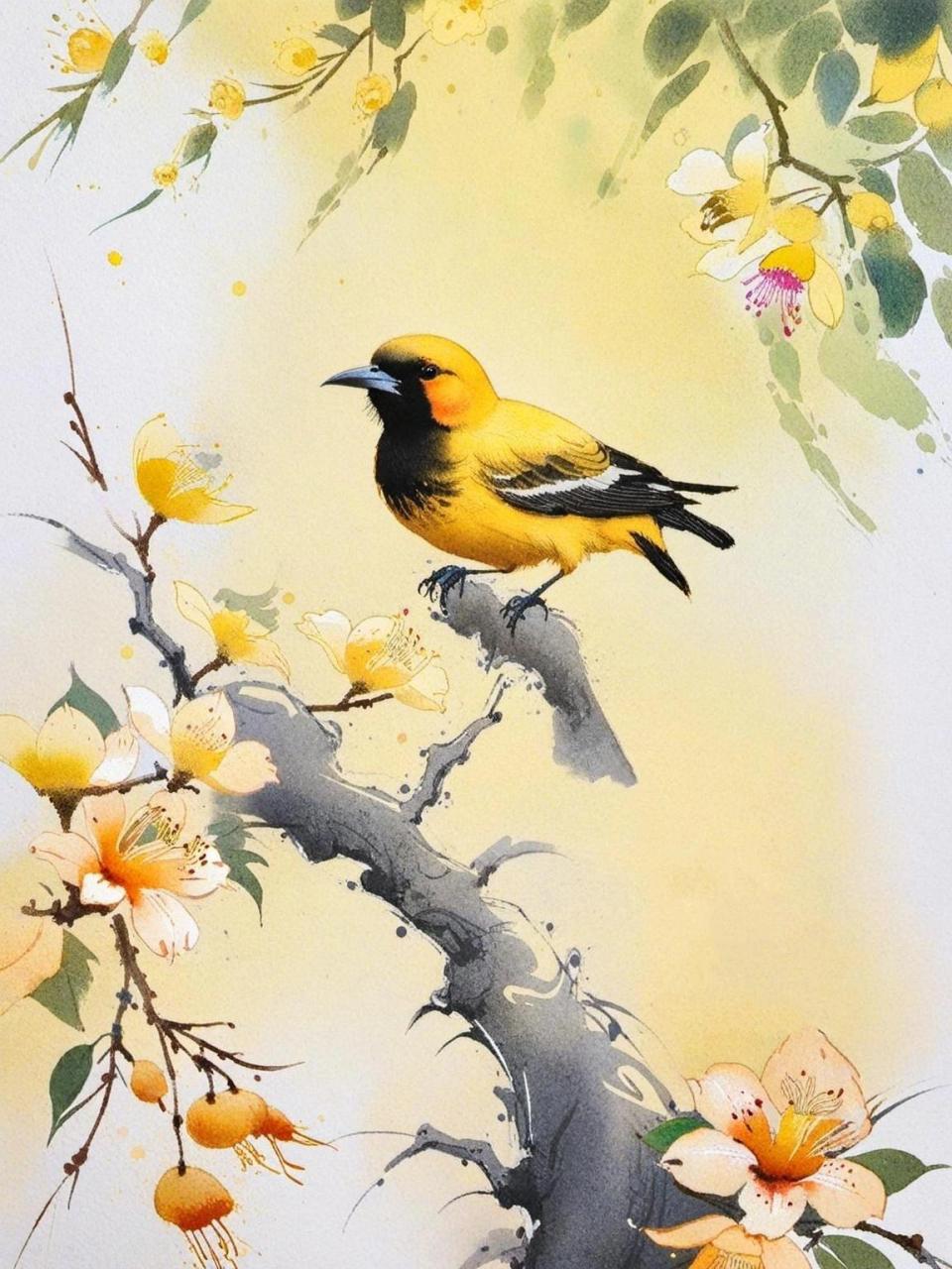 96  黄鹂鸟,作为我们中国的常见鸟类