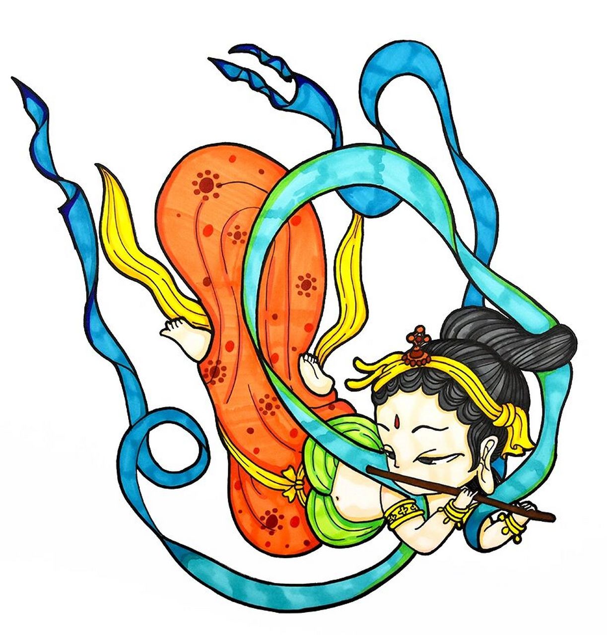 儿童画教程|国潮动漫敦煌飞天 【教学重难点】 98 ①了解敦煌壁画的